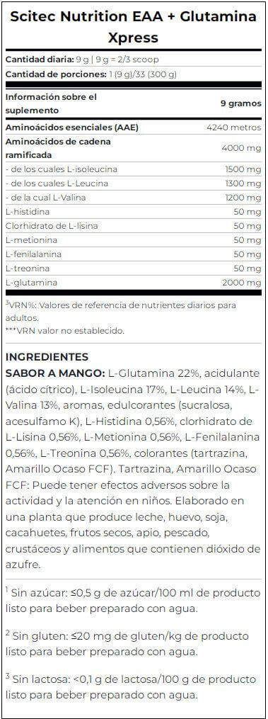 Eaa + glutamine xpress - 300g Mangue de Scitec Nutrition 2/3