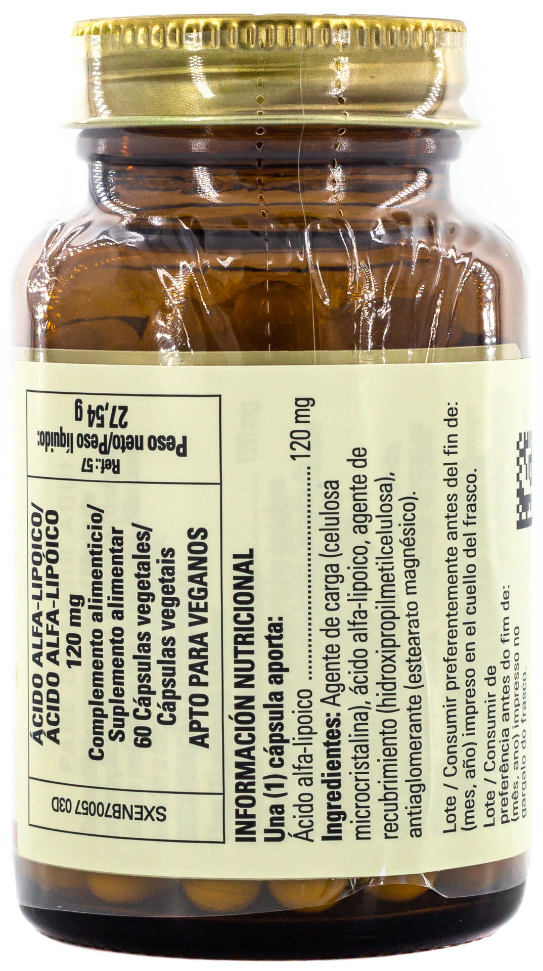 Acido Alfa Lipoico 120 mg 60 cápsulas 2/3
