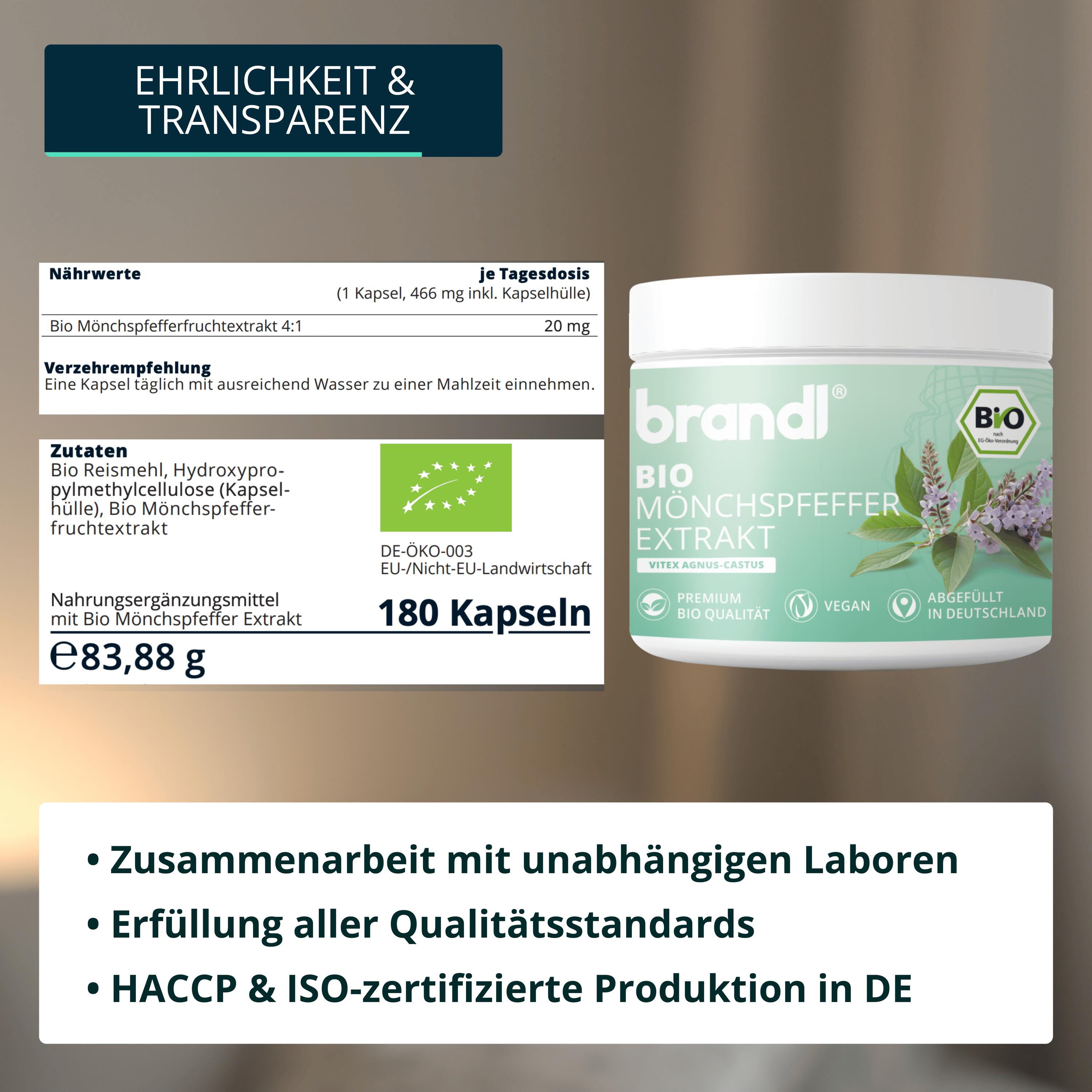 brandl® Premium Bio-Mönchspfeffer-Extrakt (4:1) - 180 Kapseln 6/7