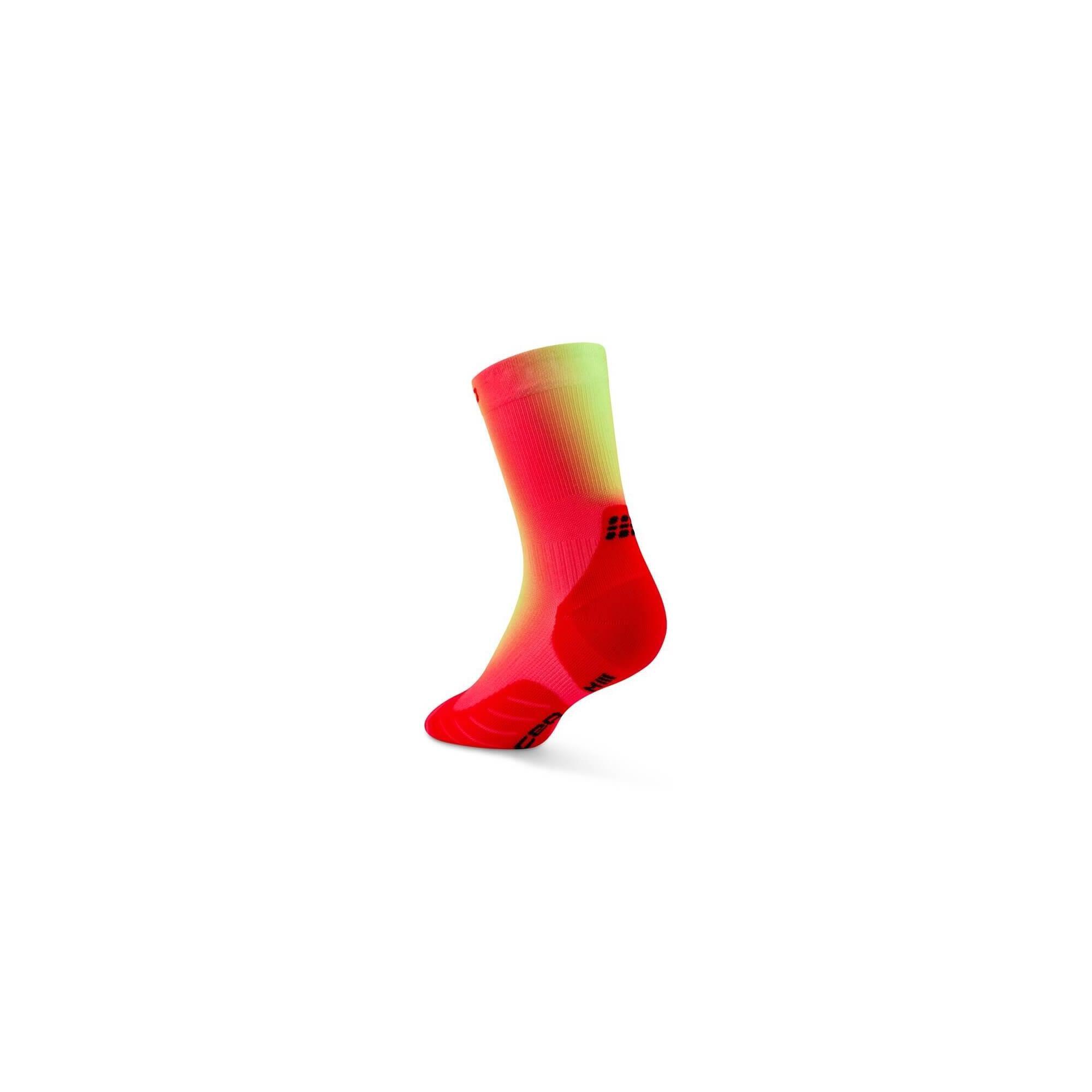 Șosete compresie CEP Run Gradient Mid Cut 5.0 - roșu/lime | alergare