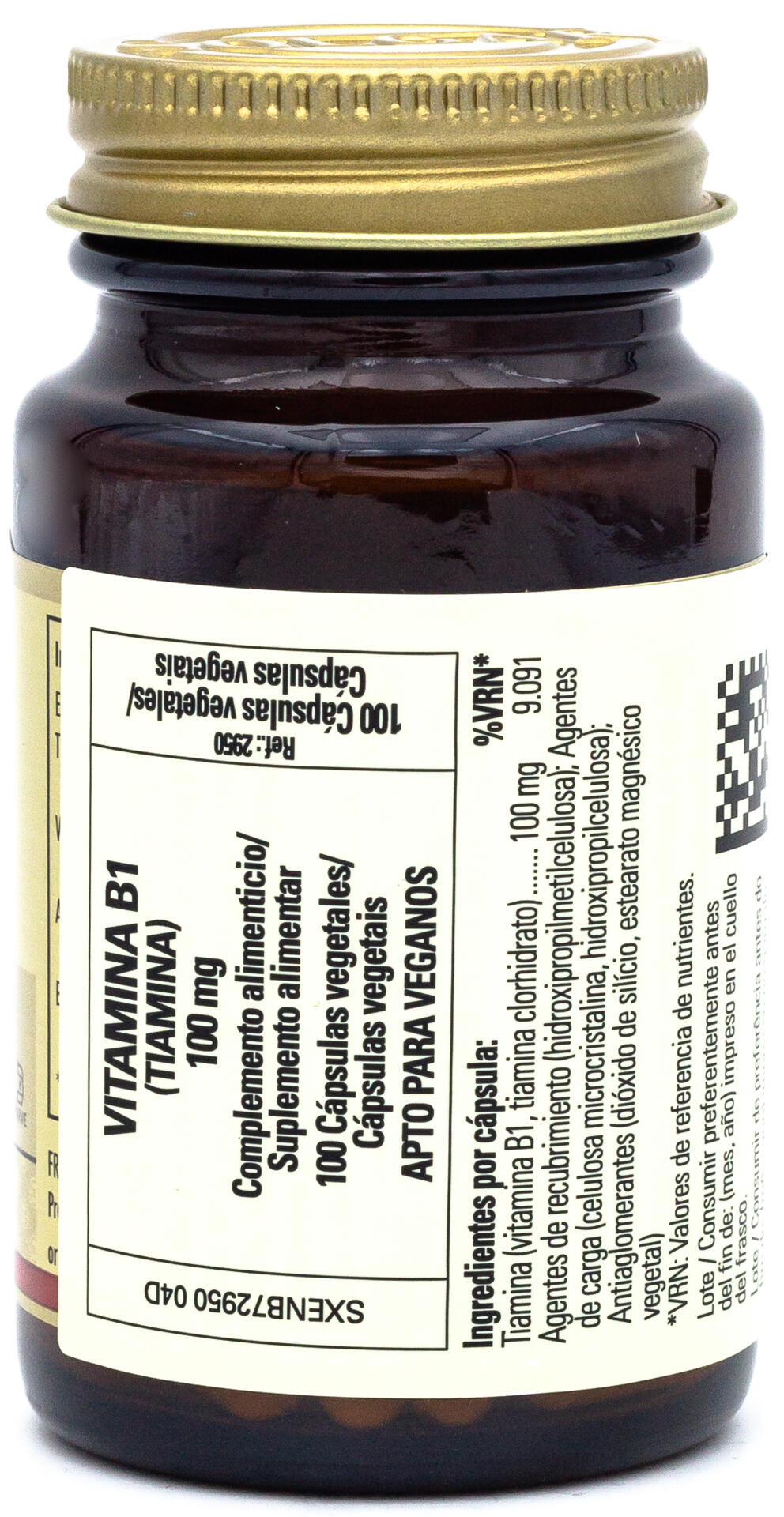 Vitamina B1 100 mg 100 Cápsulas 2/3