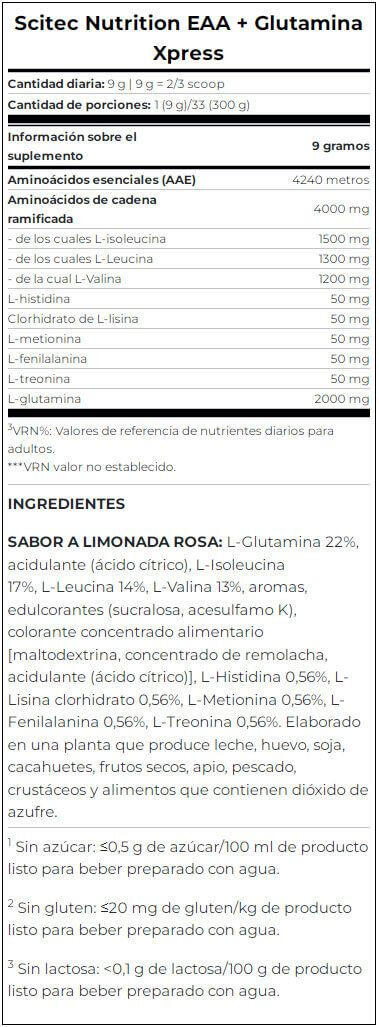 EAA + Glutamina Xpress - 300g Limonada Rosa Scitec Nutrition 2/3