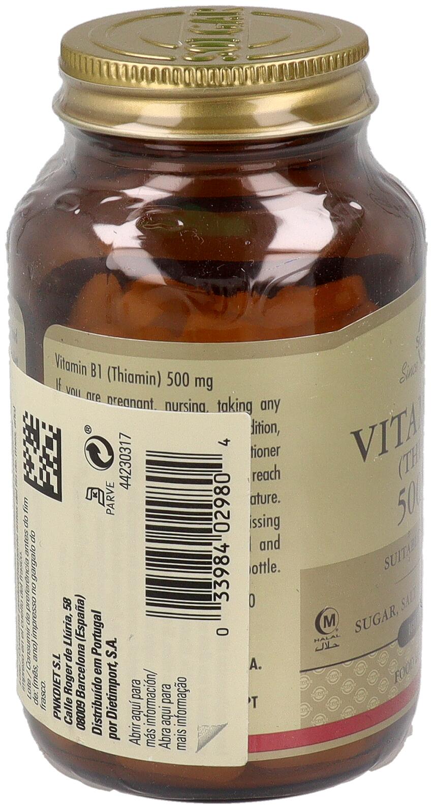 Vitamina B1 500 mg 100 Comprimidos 3/3
