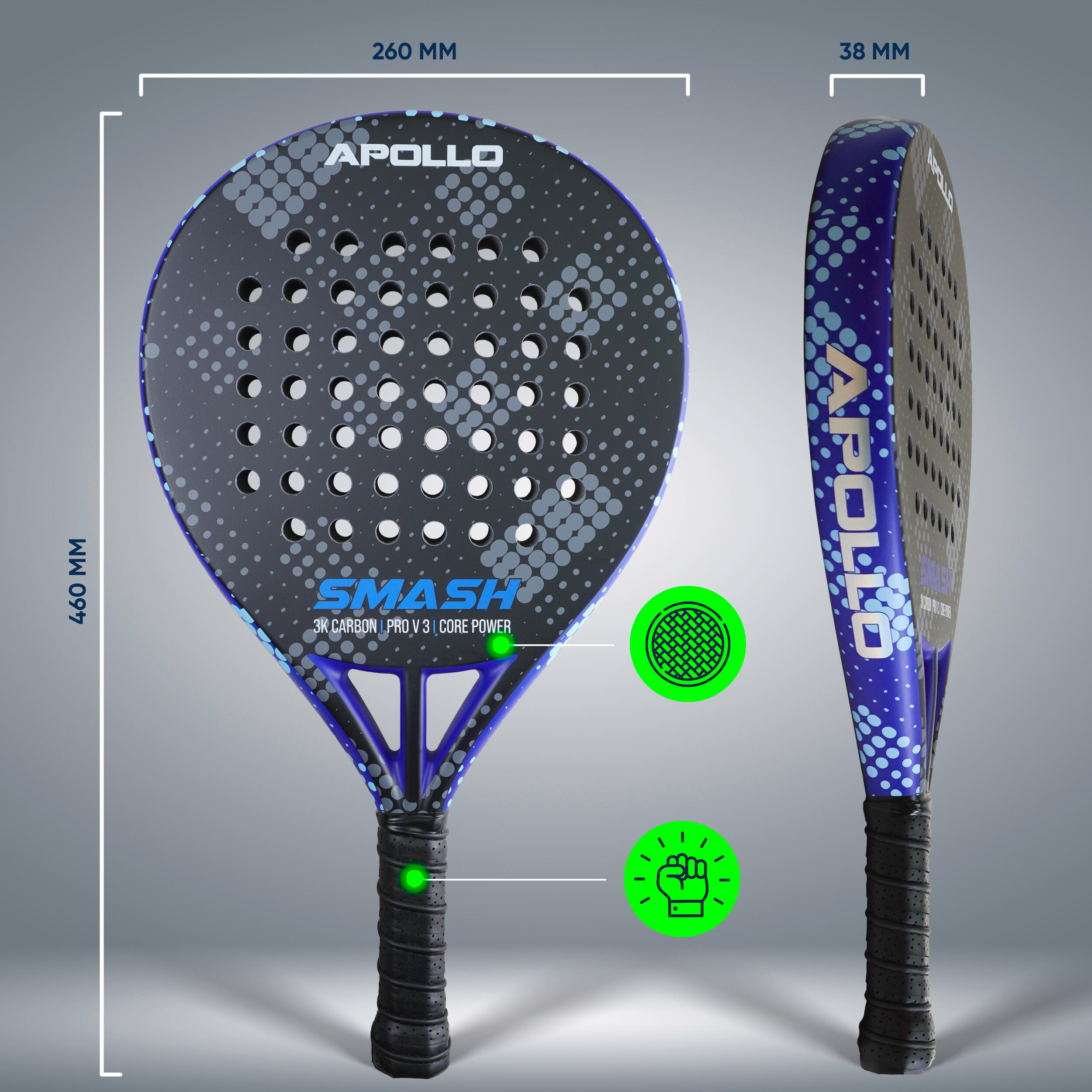 Apollo 3K Smash Pala de Pádel – Precisión y Control 2/6