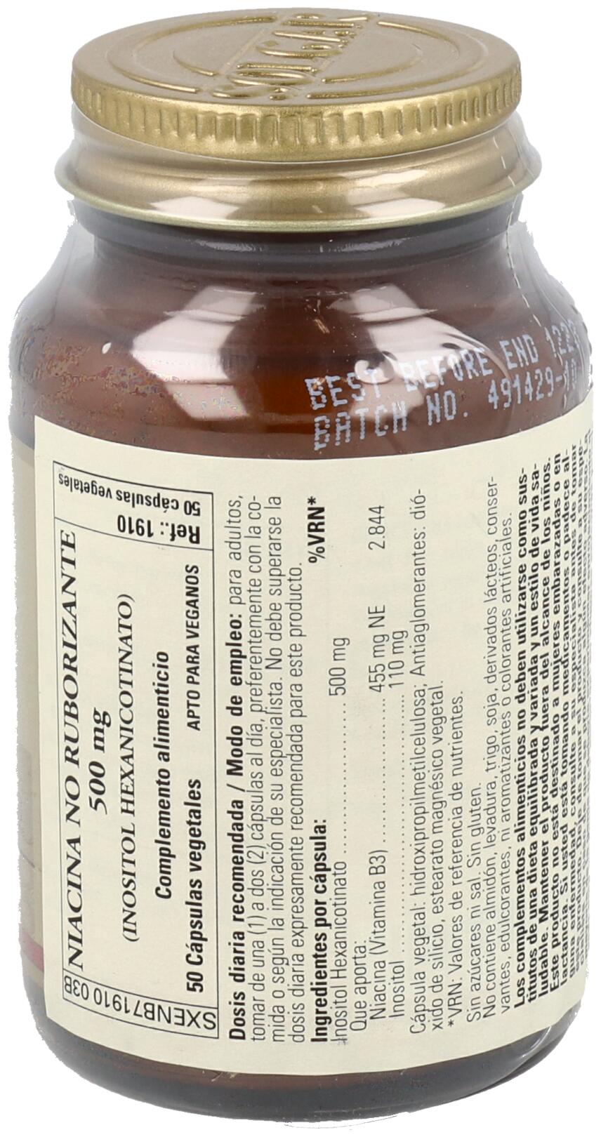 Niacina no Ruborizante 500 mg 50 Cápsulas 3/3