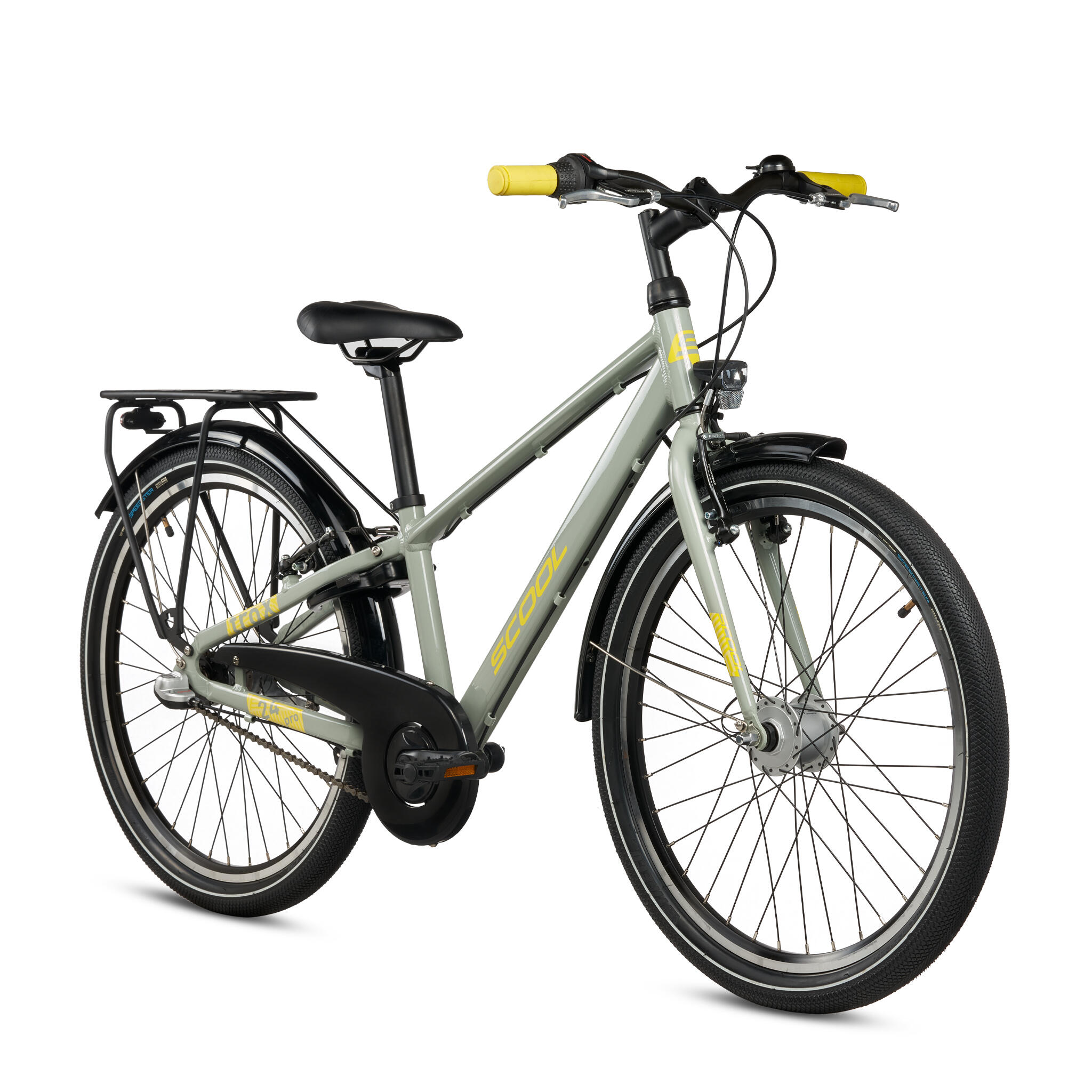 troX pro, 24 Zoll Kinderfahrrad, 3-Gang, Grau/Gelb, 130–145 cm 2/8