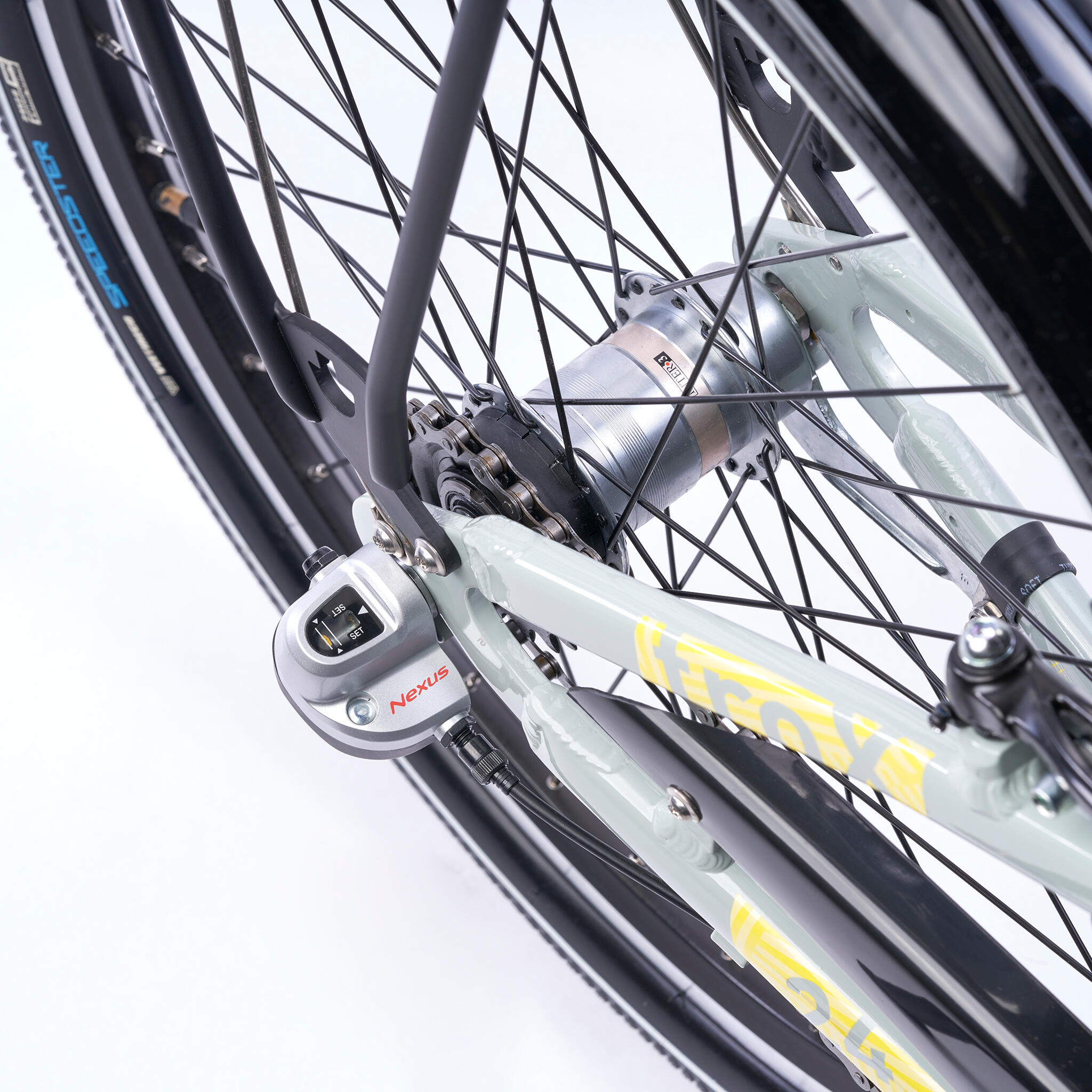troX pro, 24 Zoll Kinderfahrrad, 3-Gang, Grau/Gelb, 130–145 cm 3/8