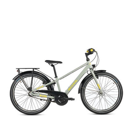 troX pro, 24 Zoll Kinderfahrrad, 3-Gang, Grau/Gelb, 130–145 cm
