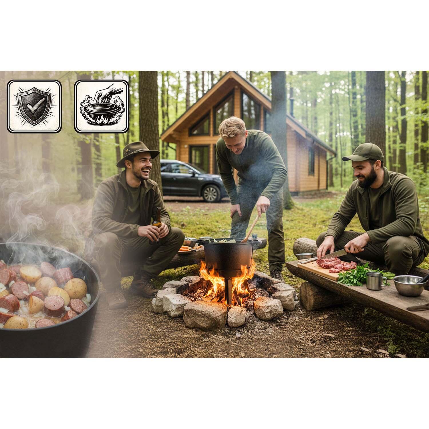 Kociołek żeliwny demontowany 8L Berdsen BD-480 garnek + patelnia grill +przepisy 5/7