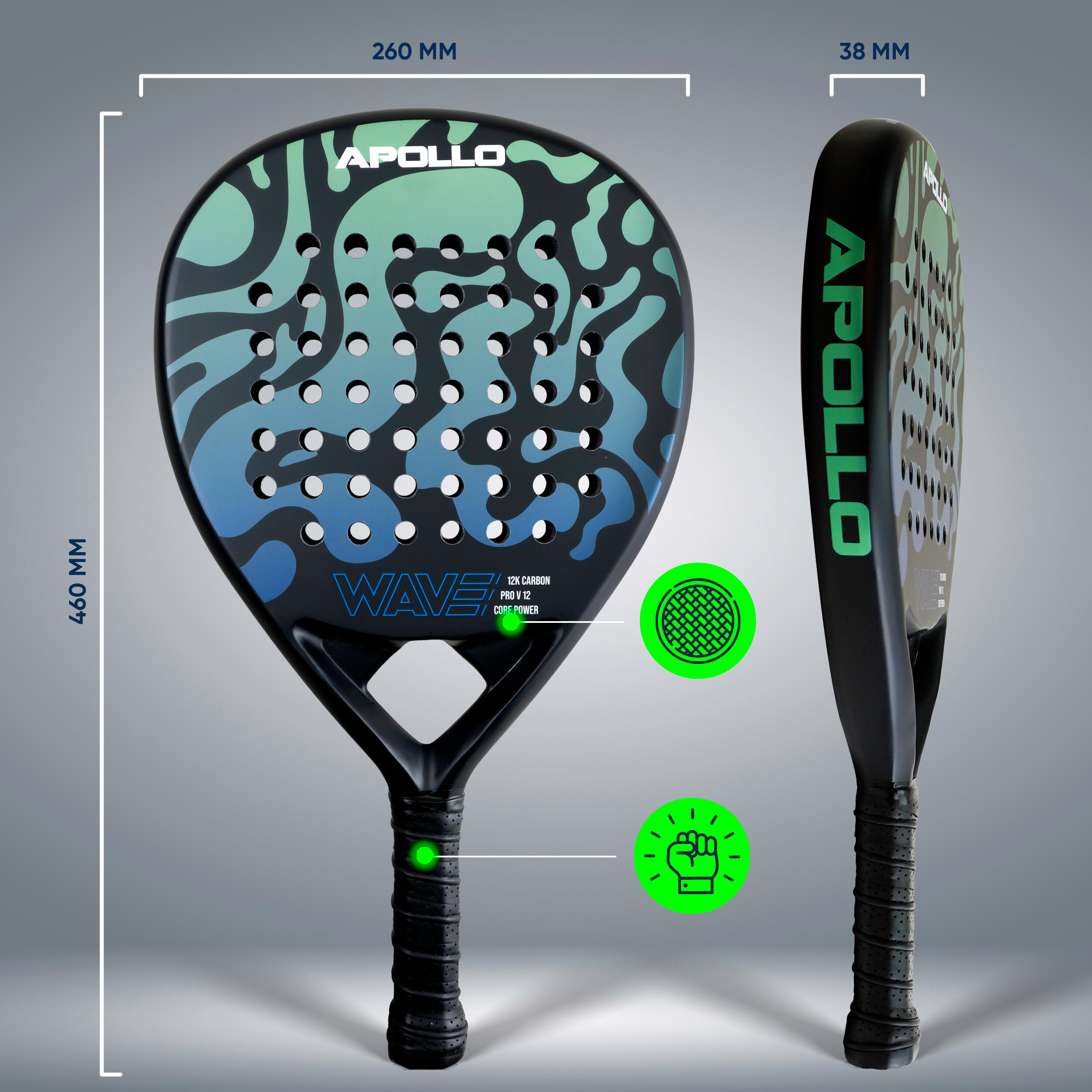 Apollo 12K Wave Pala de Pádel – Máxima Potencia y Dinámica 2/6