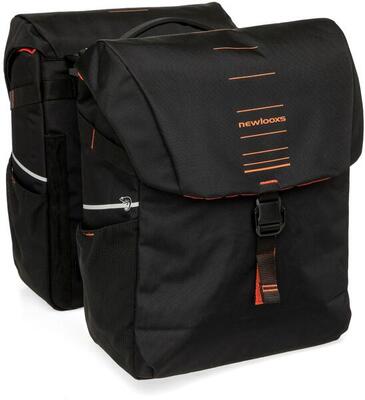 Newlooxs vigo double 40l dubbele fietstas met mik2.0 zwart/oranje