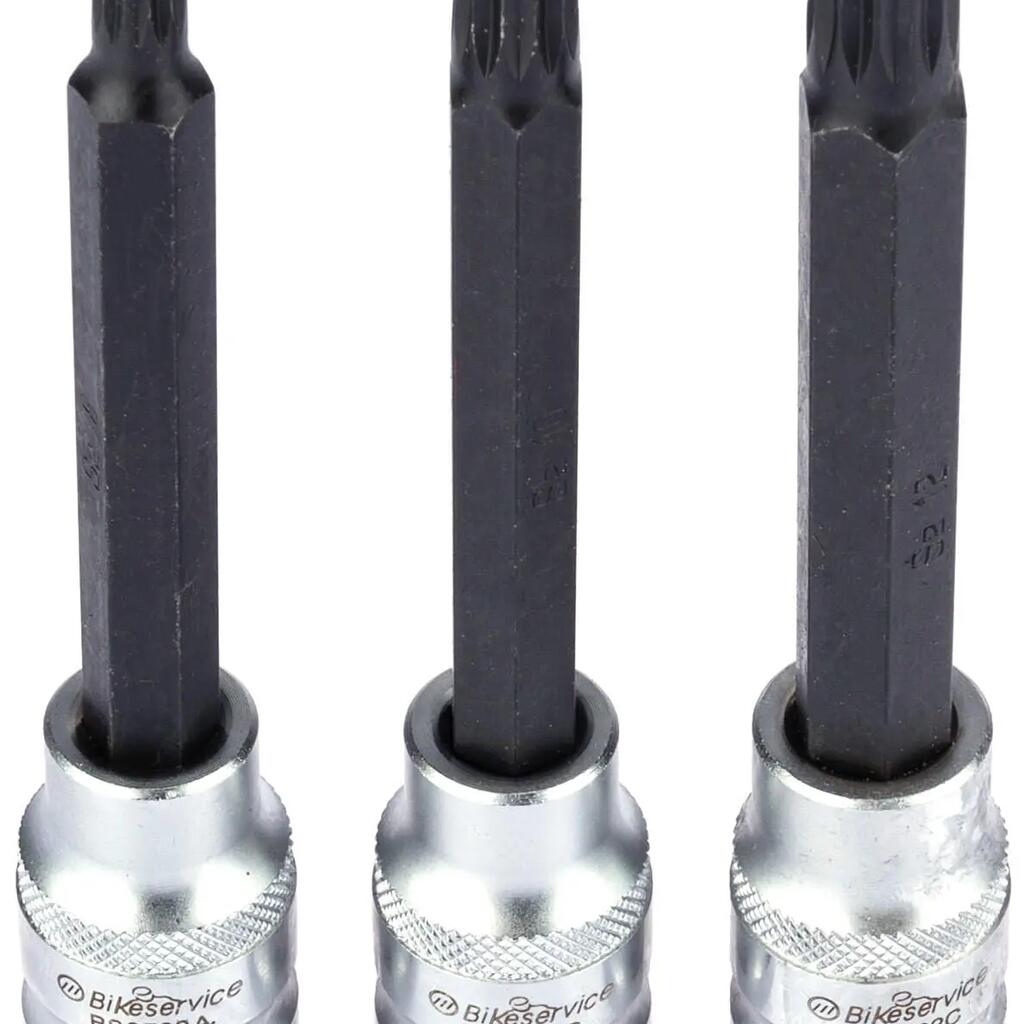 Bikeservice 3-piece 1/2" Spline Bit Set for Shock Absorbers.