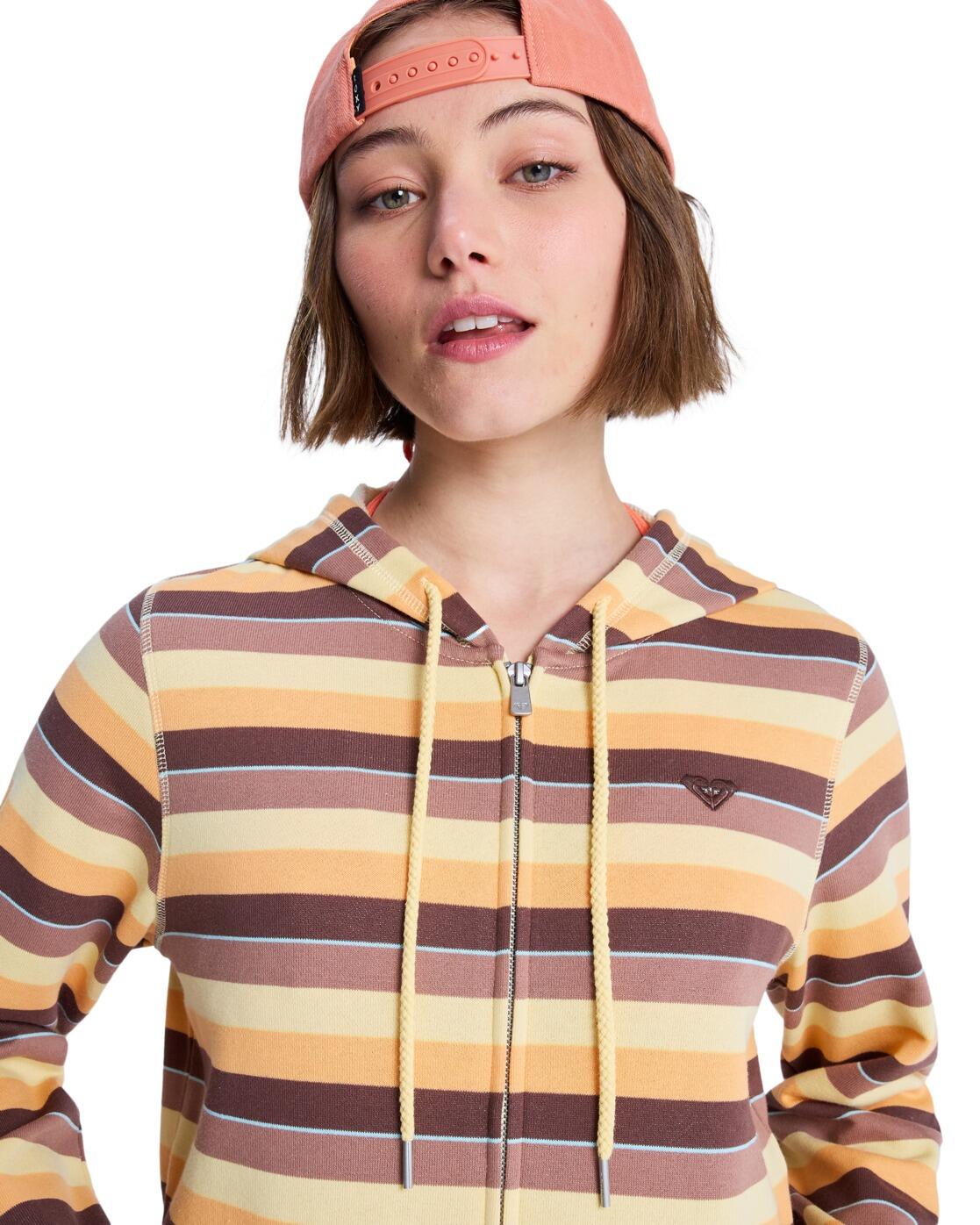 Sudadera con capucha y cremallera PERFECT STRIPE Marrón Mujer 4/4