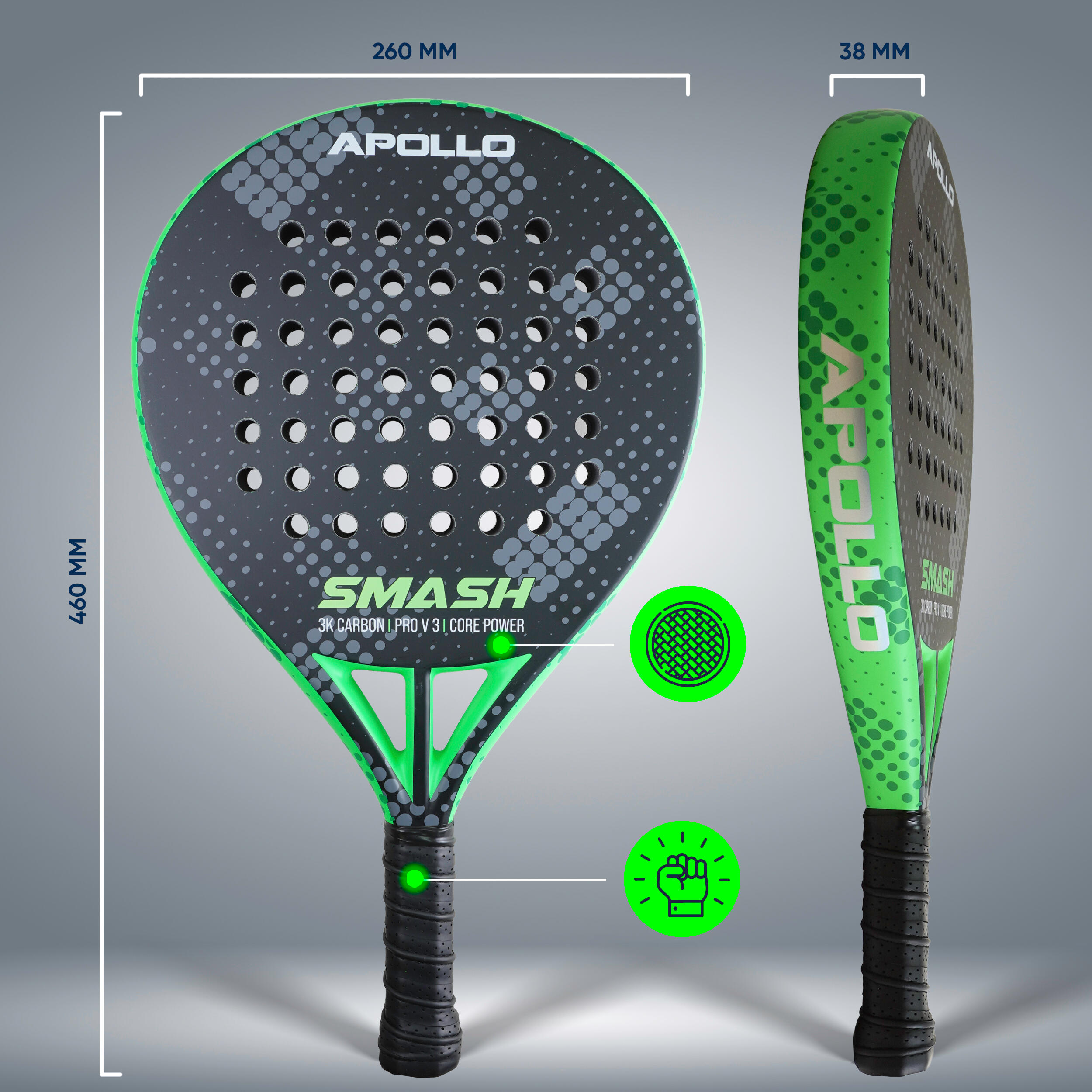 Apollo 3K Smash Pala de Pádel – Precisión y Control 2/6