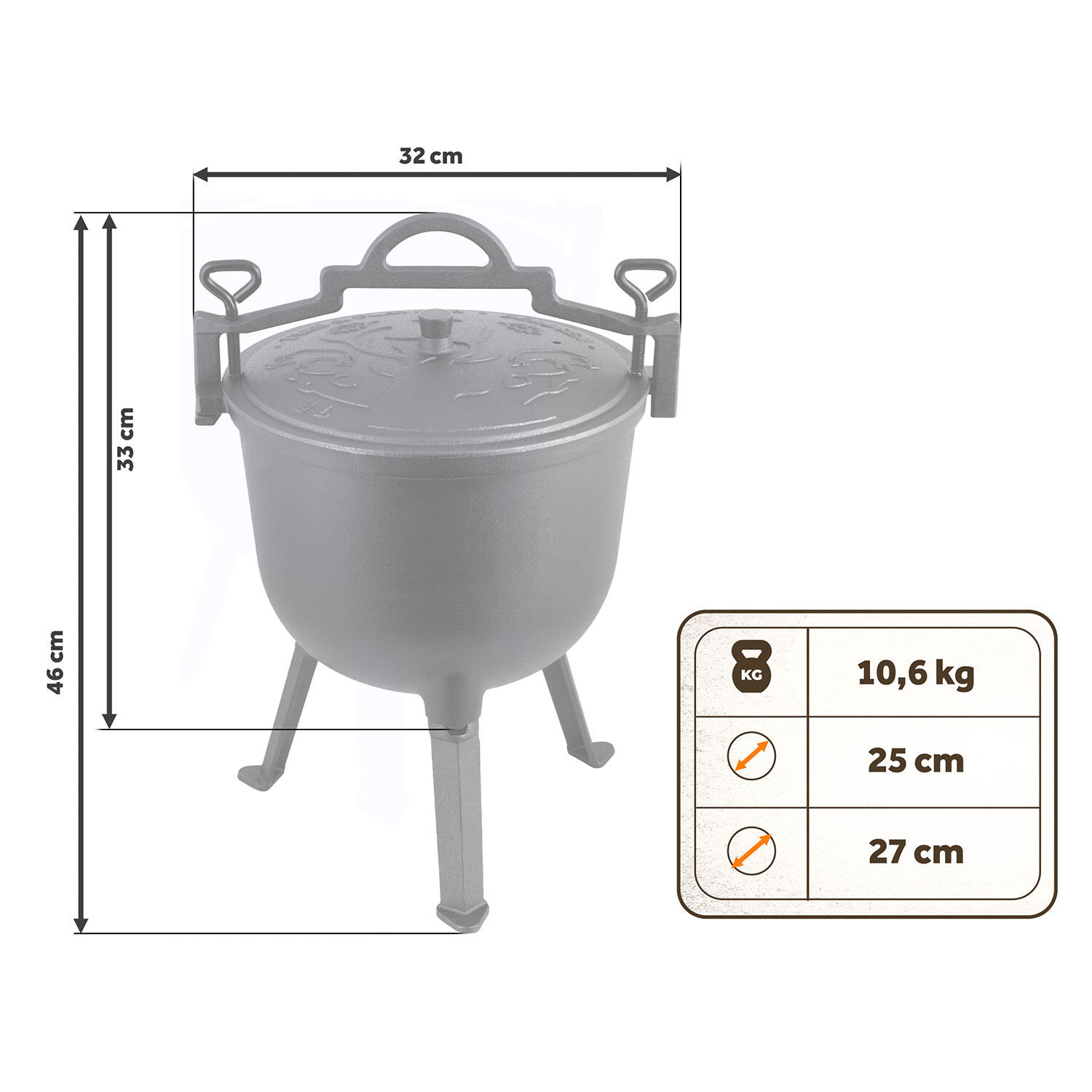 Garnek emaliowany kociołek żeliwny Berdsen BD-481 emaliowany 8L na ognisko grill 7/7
