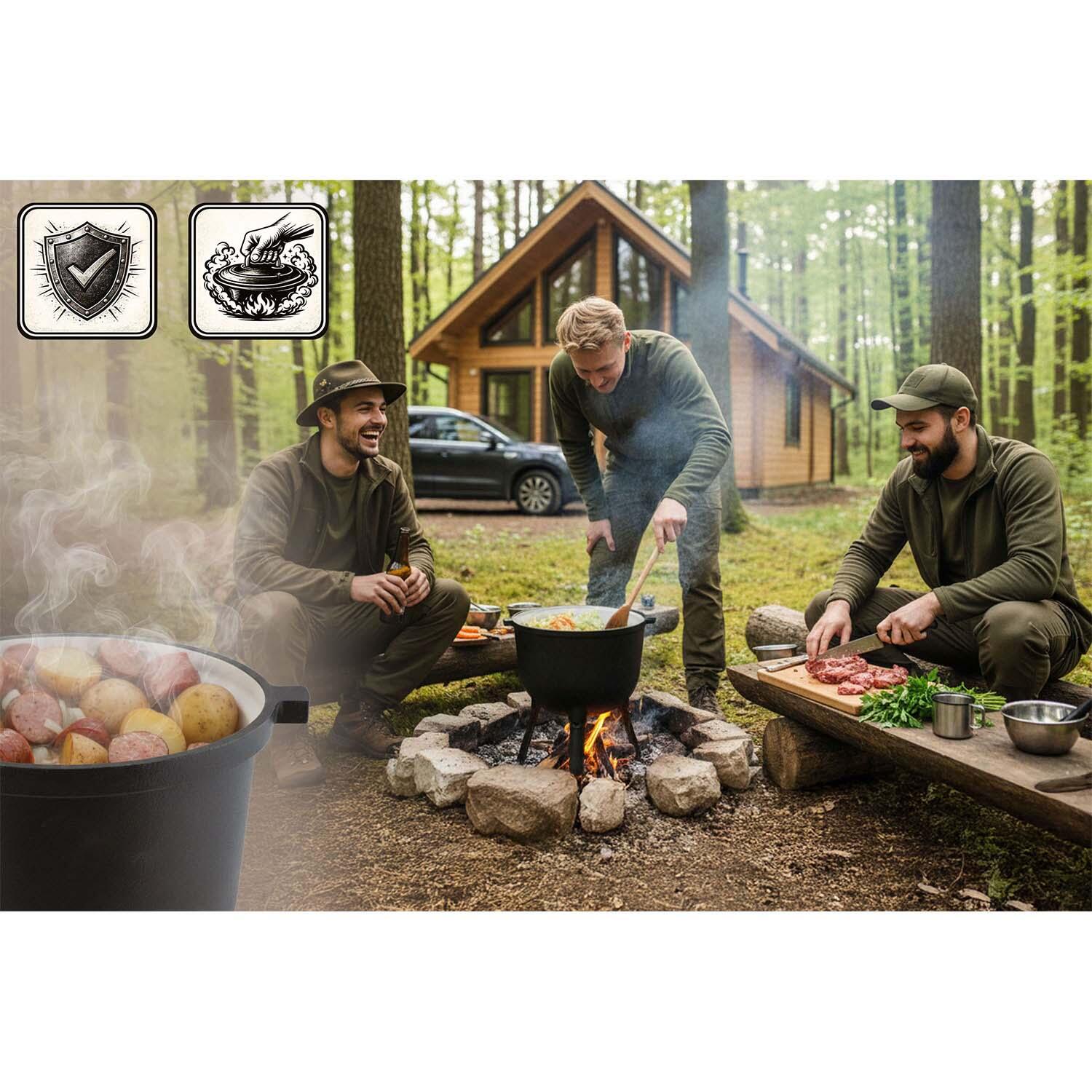 Garnek emaliowany kociołek żeliwny Berdsen BD-481 emaliowany 8L na ognisko grill 5/7