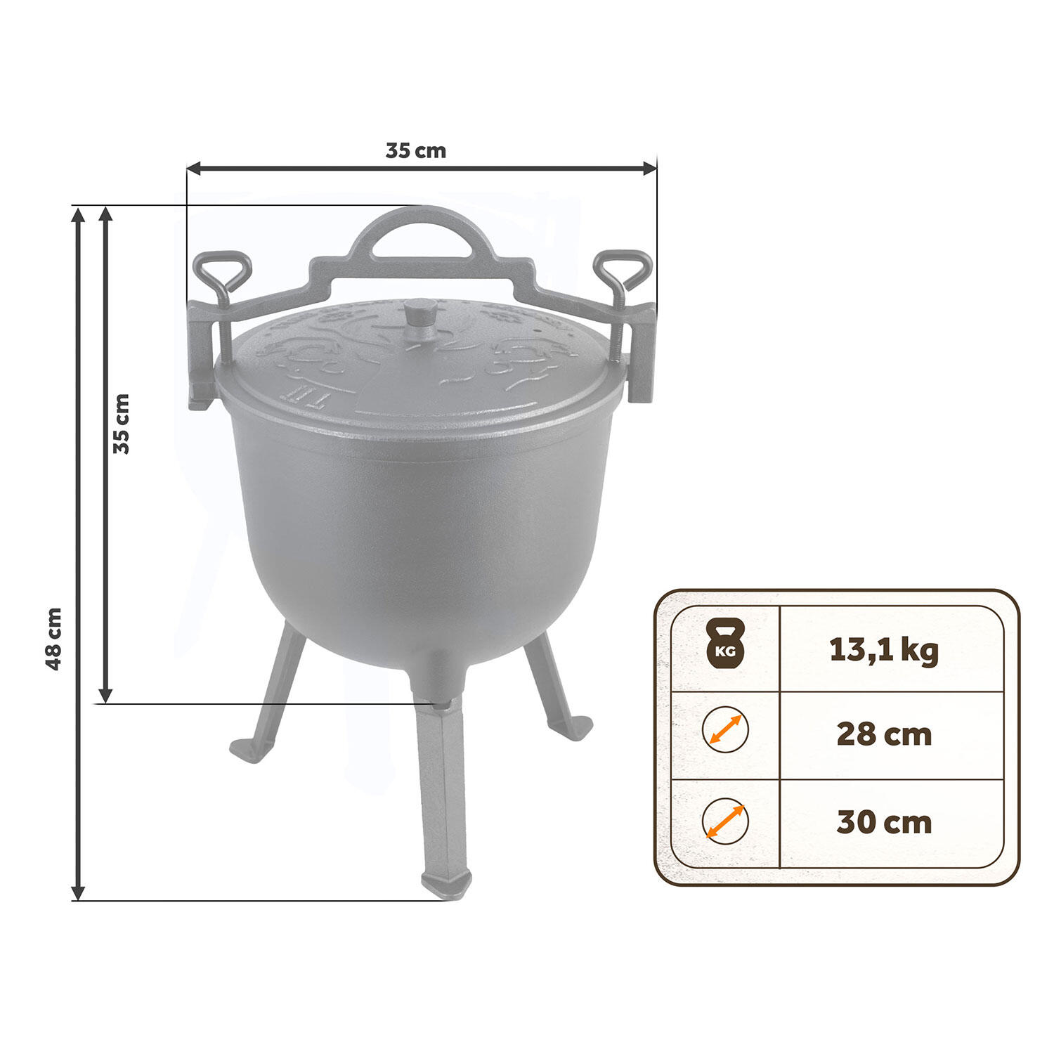 Garnek kociołek żeliwny Berdsen BD-481 emaliowany 11L na ognisko grill trwały 7/7