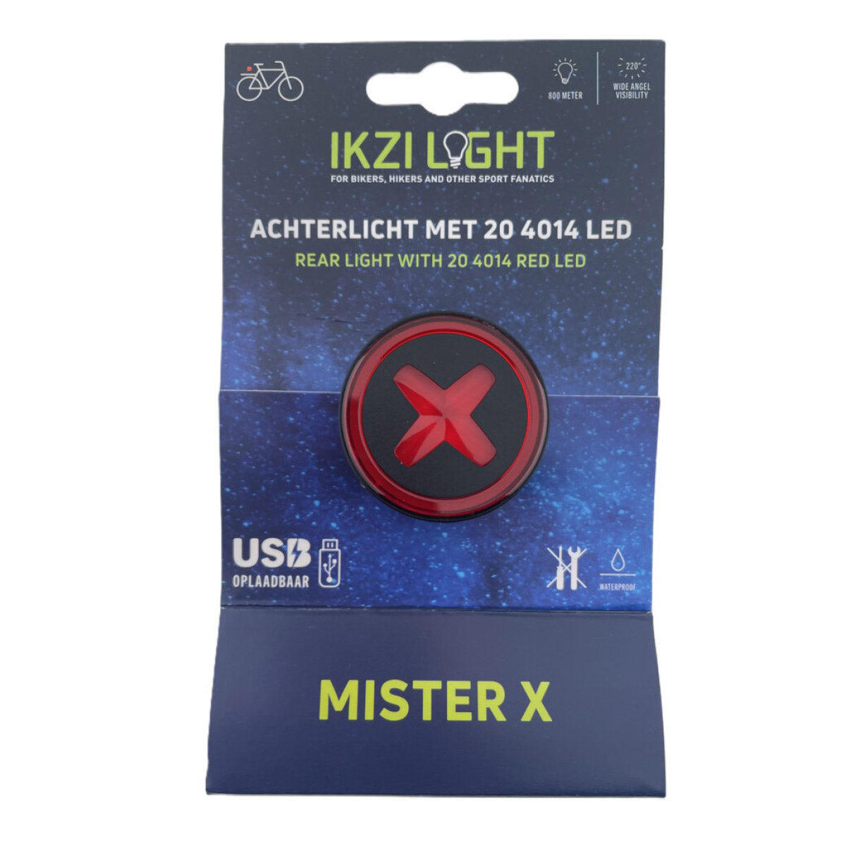 IkziLight MR X luz traseira 20x4014 LED recarregável USB 4/5