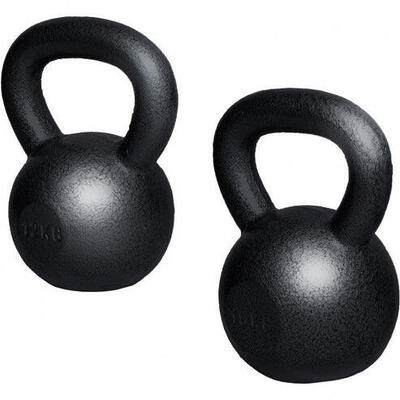 Kettlebell set van 2 - 12 en 16 kg - gietijzer - zwart
