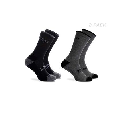 Radsport Winter Lange Fahrradsocken 2er-Pack Merinowolle