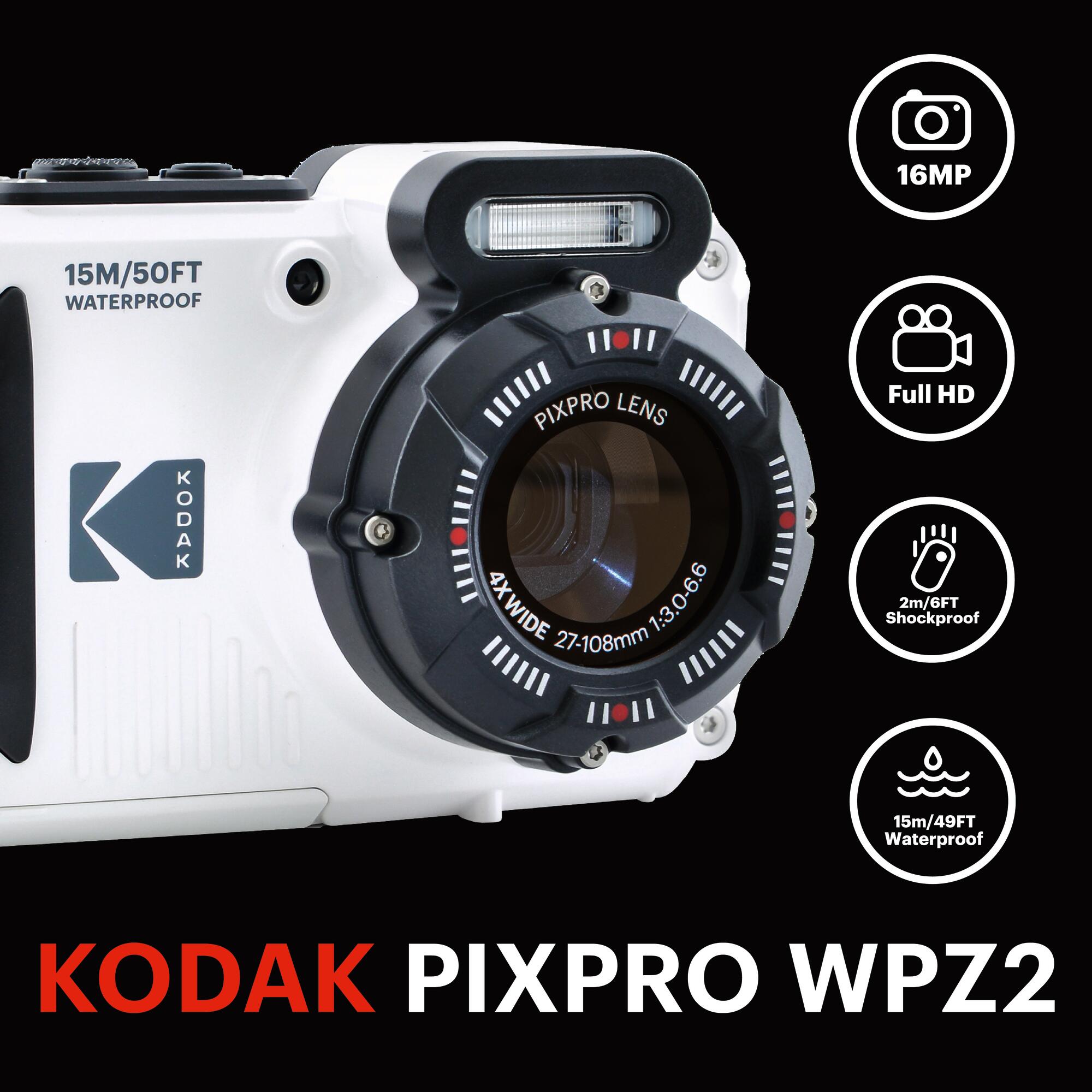 KODAK Pixpro WPZ2 16MP Étanche 15m Anti-choc 720p LCD 2.7" + SD Blanc 2/5