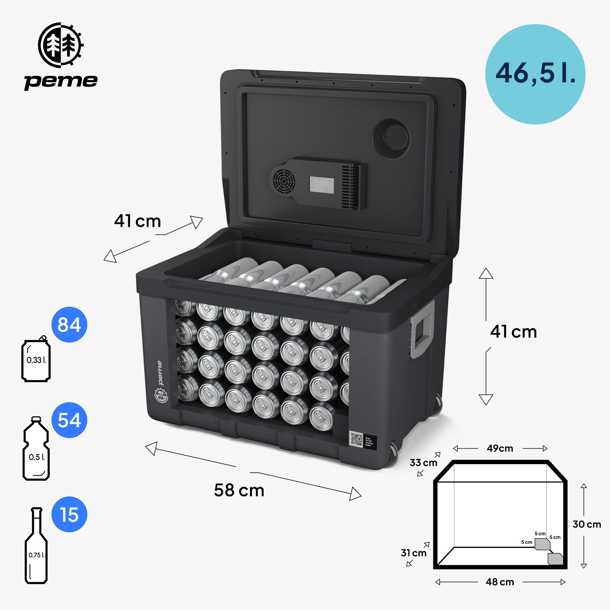 Glaciere électrique de camping Peme Ice-on XL 50L 12/230v 2/7