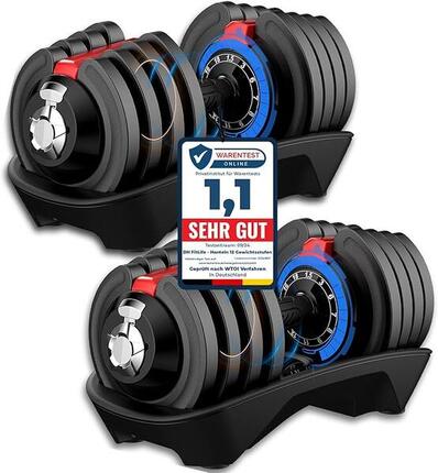 DH FitLife verstellbare Hanteln 1,5 bis 18 KG mit 12 Gewichtsstufen