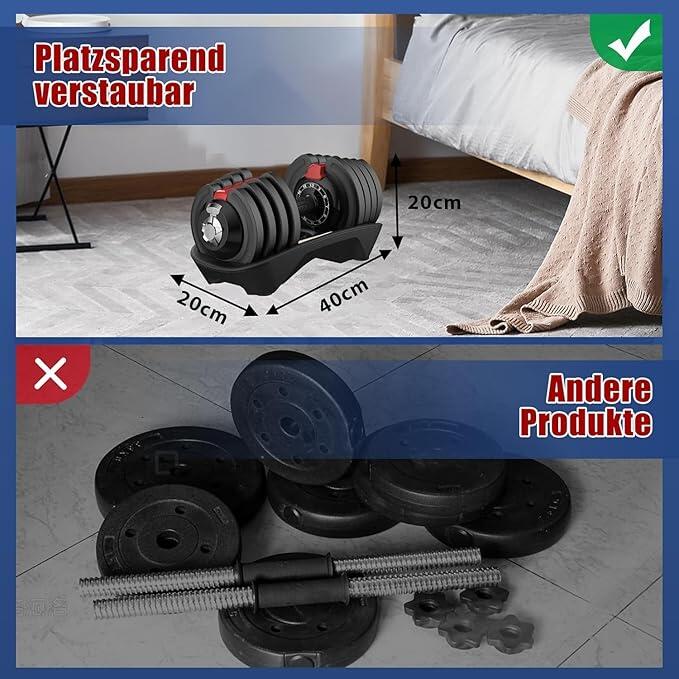 DH FitLife verstellbare Hanteln 1,5 bis 18 KG mit 12 Gewichtsstufen 4/6
