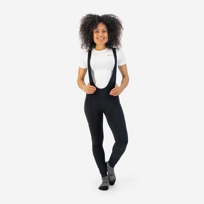 Lange fietsbroek met bretels dames core