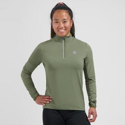 Hardloopshirt lange mouwen dames halve rits core
