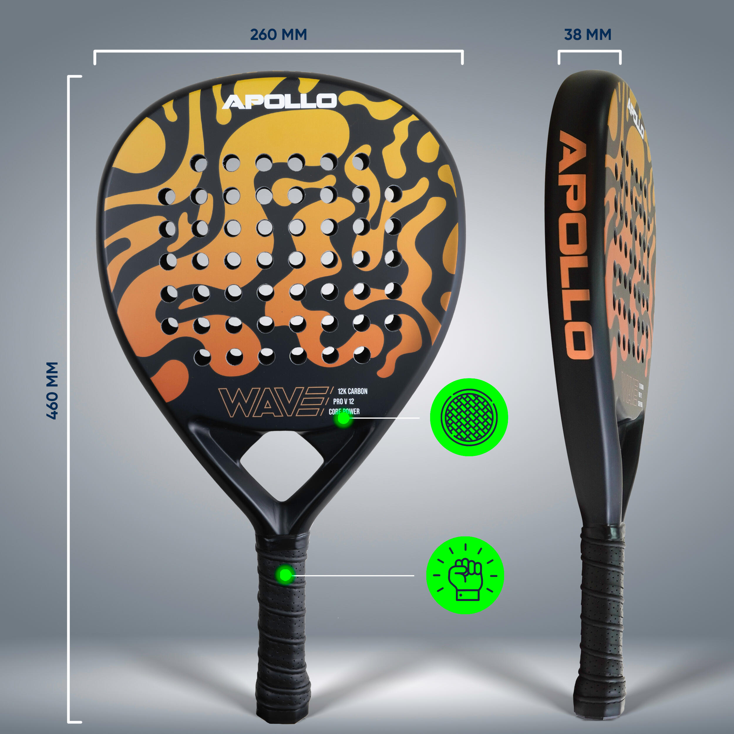 Apollo 12K Wave Pala de Pádel – Máxima Potencia y Dinámica 2/6
