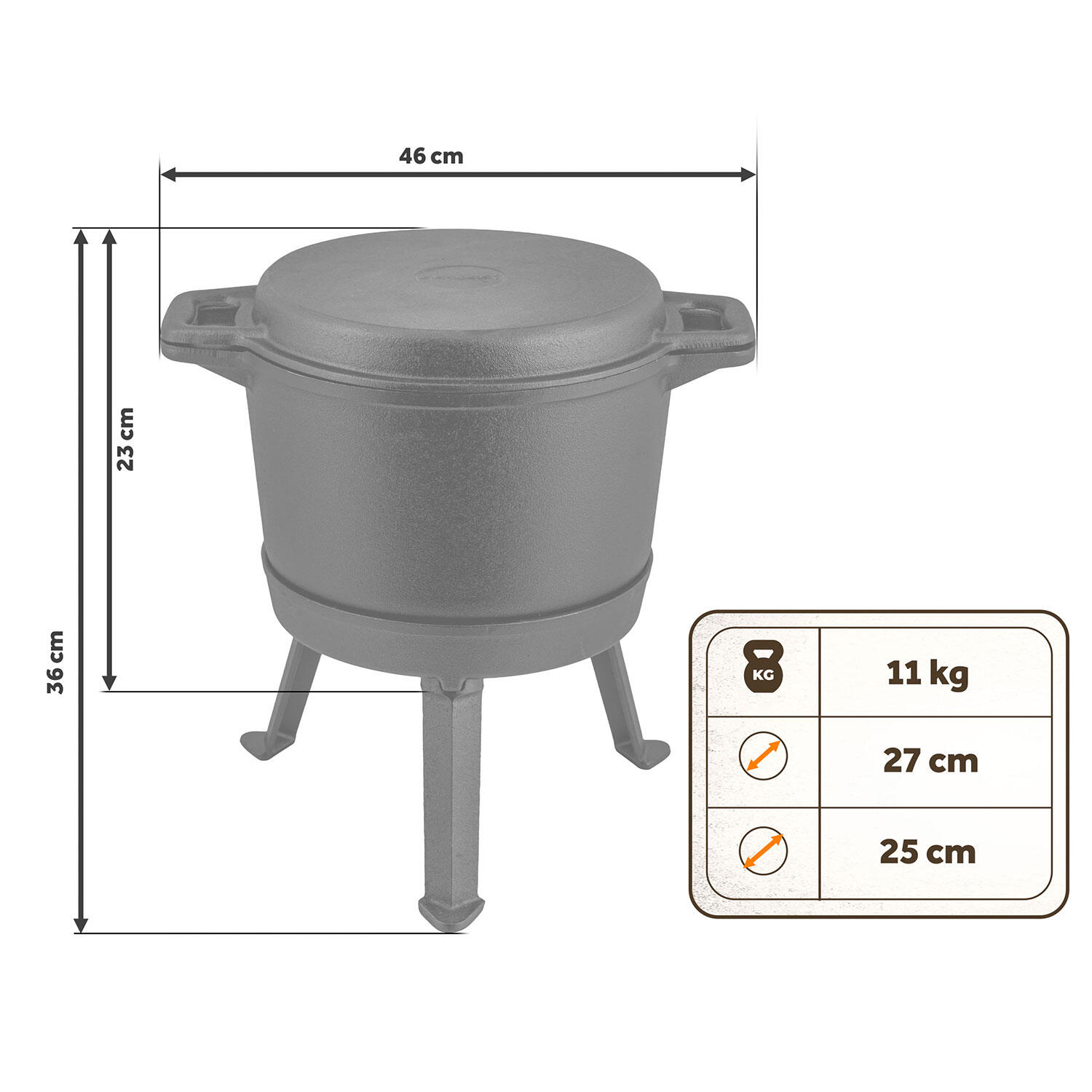 Kociołek żeliwny emaliowany Berdsen BD-480 garnek 8L stojący + patelnia grill 7/7