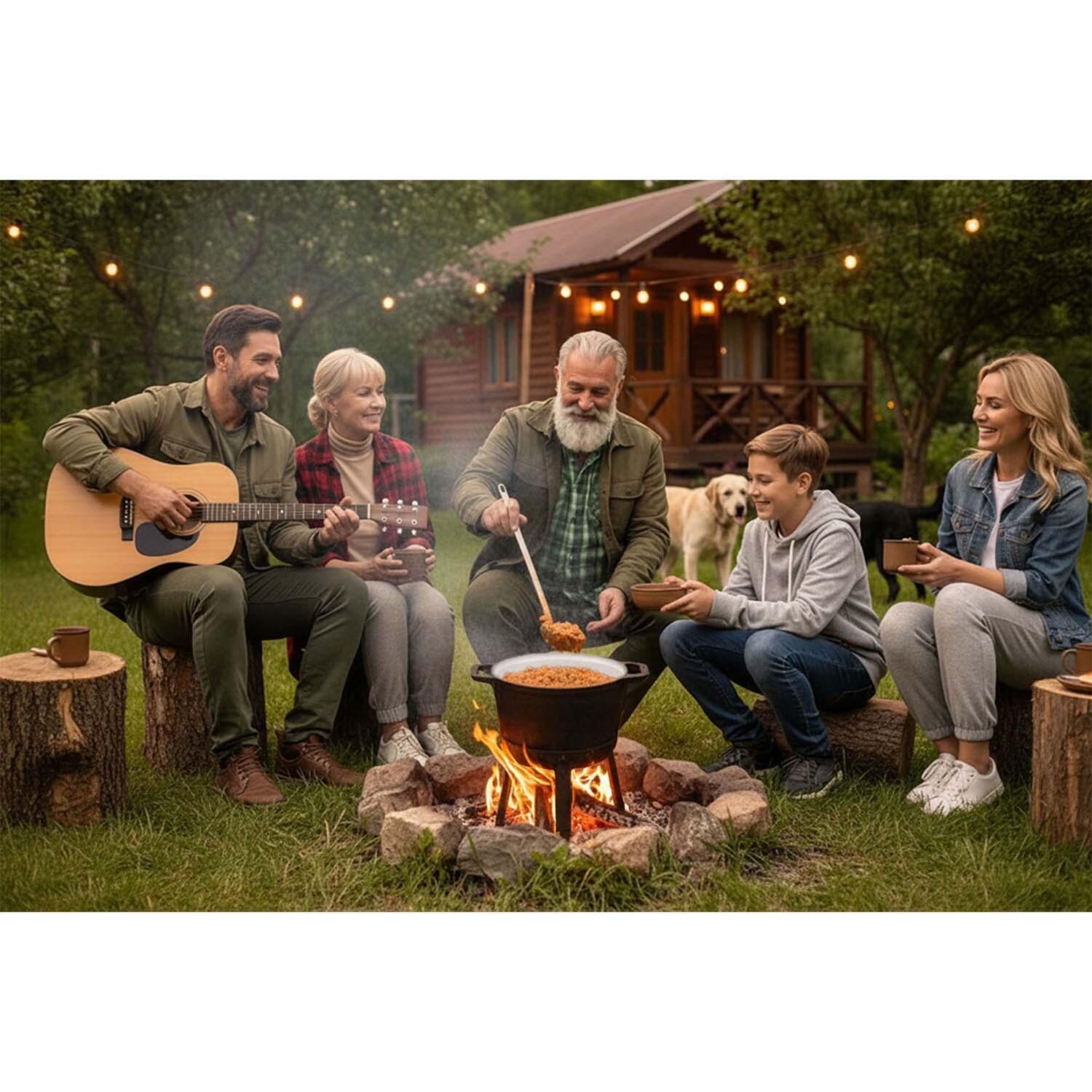 Kociołek żeliwny emaliowany Berdsen BD-480 garnek 8L stojący + patelnia grill 6/7