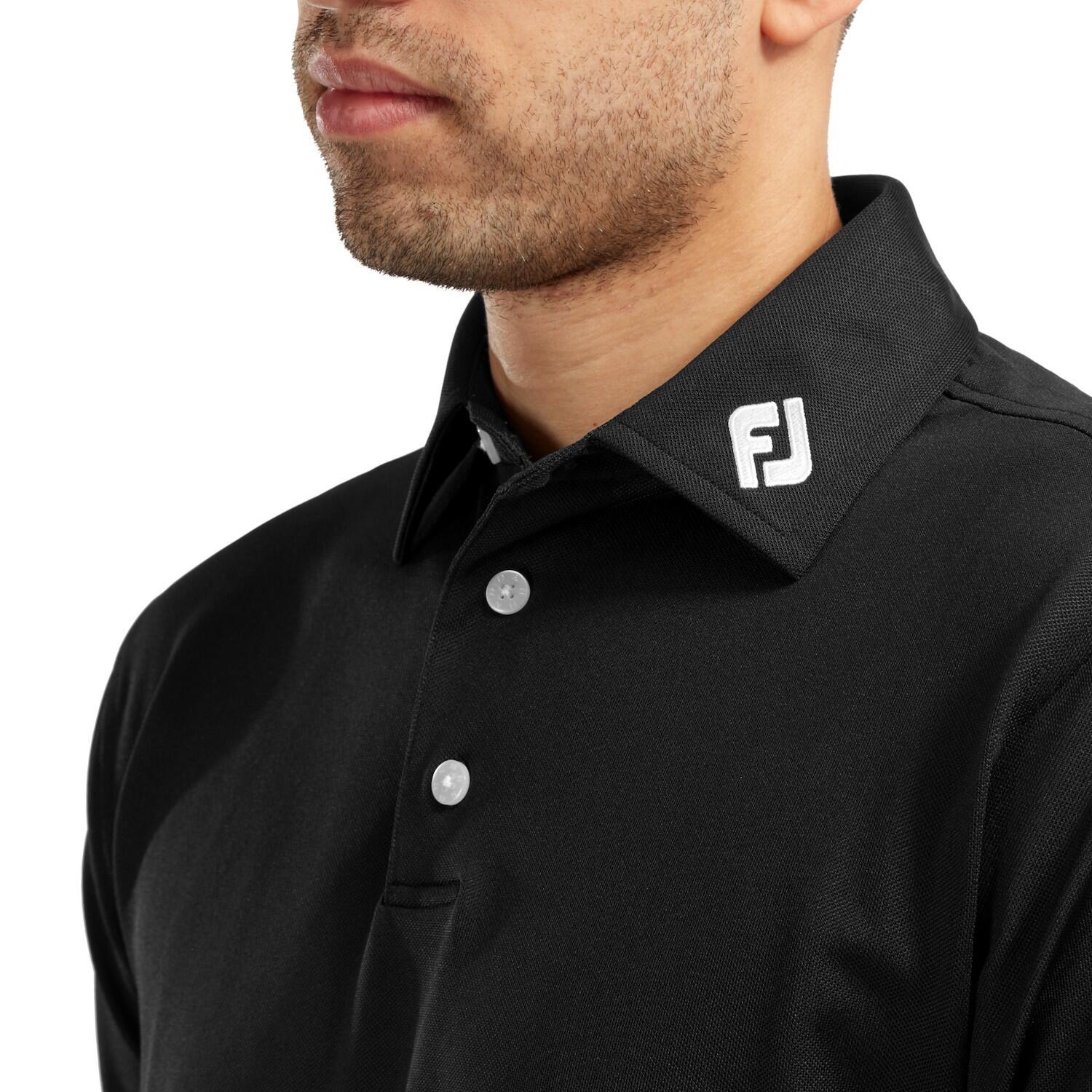 Polo da golf da uomo Footjoy Stretch Pique Solid, nera 3/4