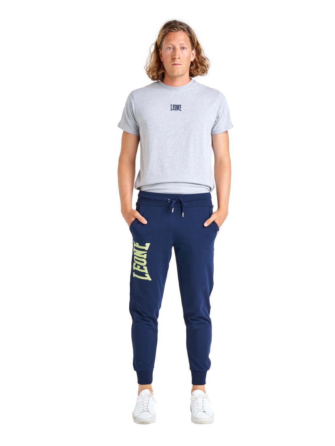 Pantalones básicos de hombre Leone con logo grande en algodón sin cepillar. 2/7