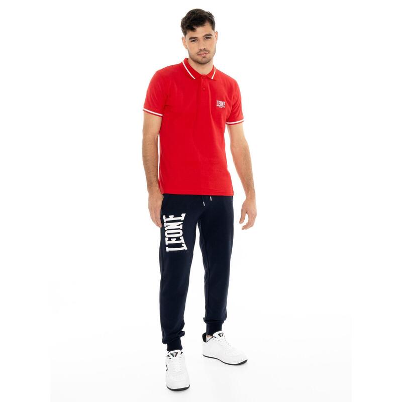 Pantaloni bărbătești Leone Basic cu logo mare din bumbac neperiat