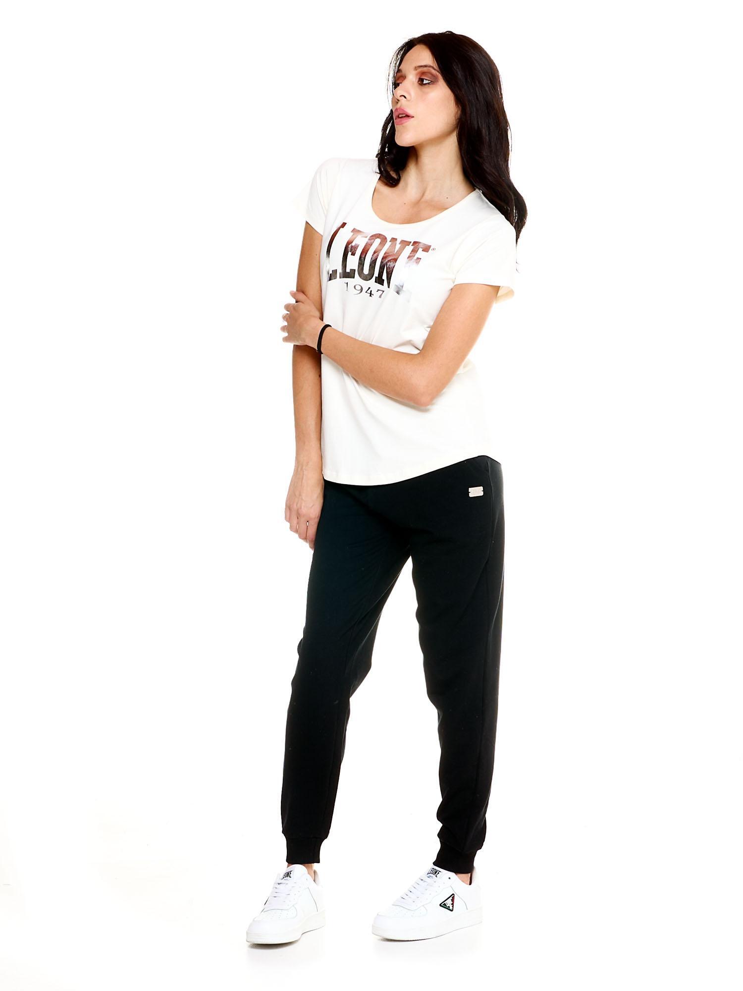 Dames T-shirt met metallic Leone Basic-logo 2/6
