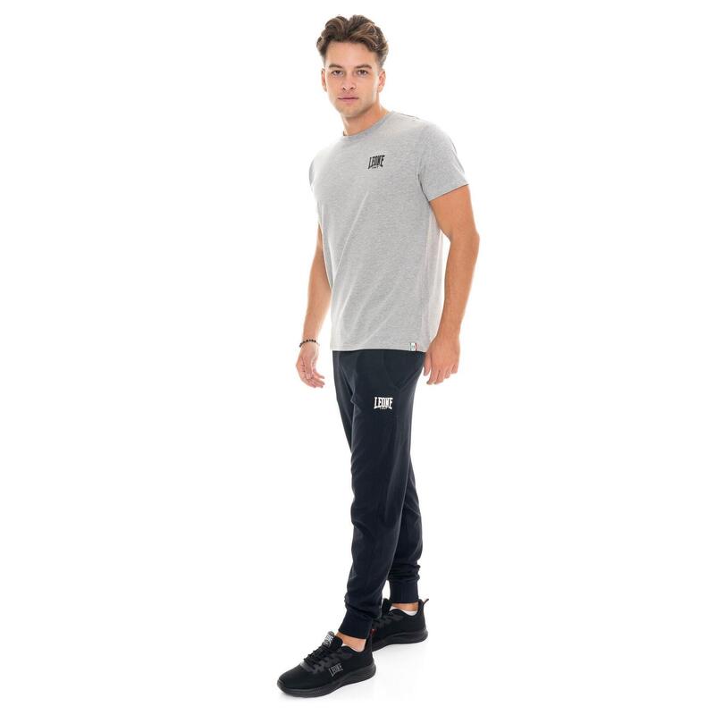 Tricou bărbătesc cu mânecă scurtă din bumbac elastic, cu logo mic „Basic”