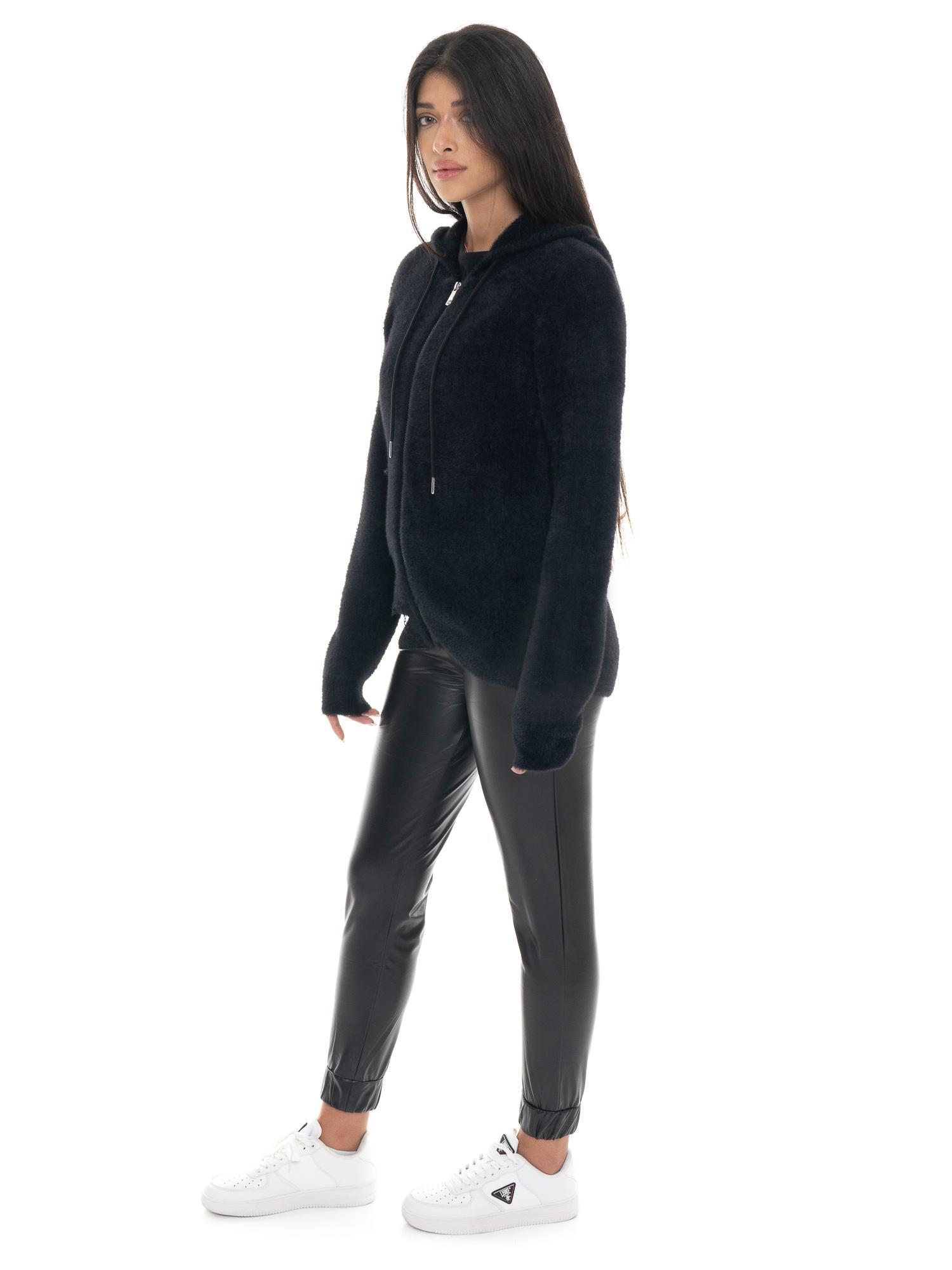 Damski sweter z kapturem i suwakiem z logo Leone 1947 Glam Winter