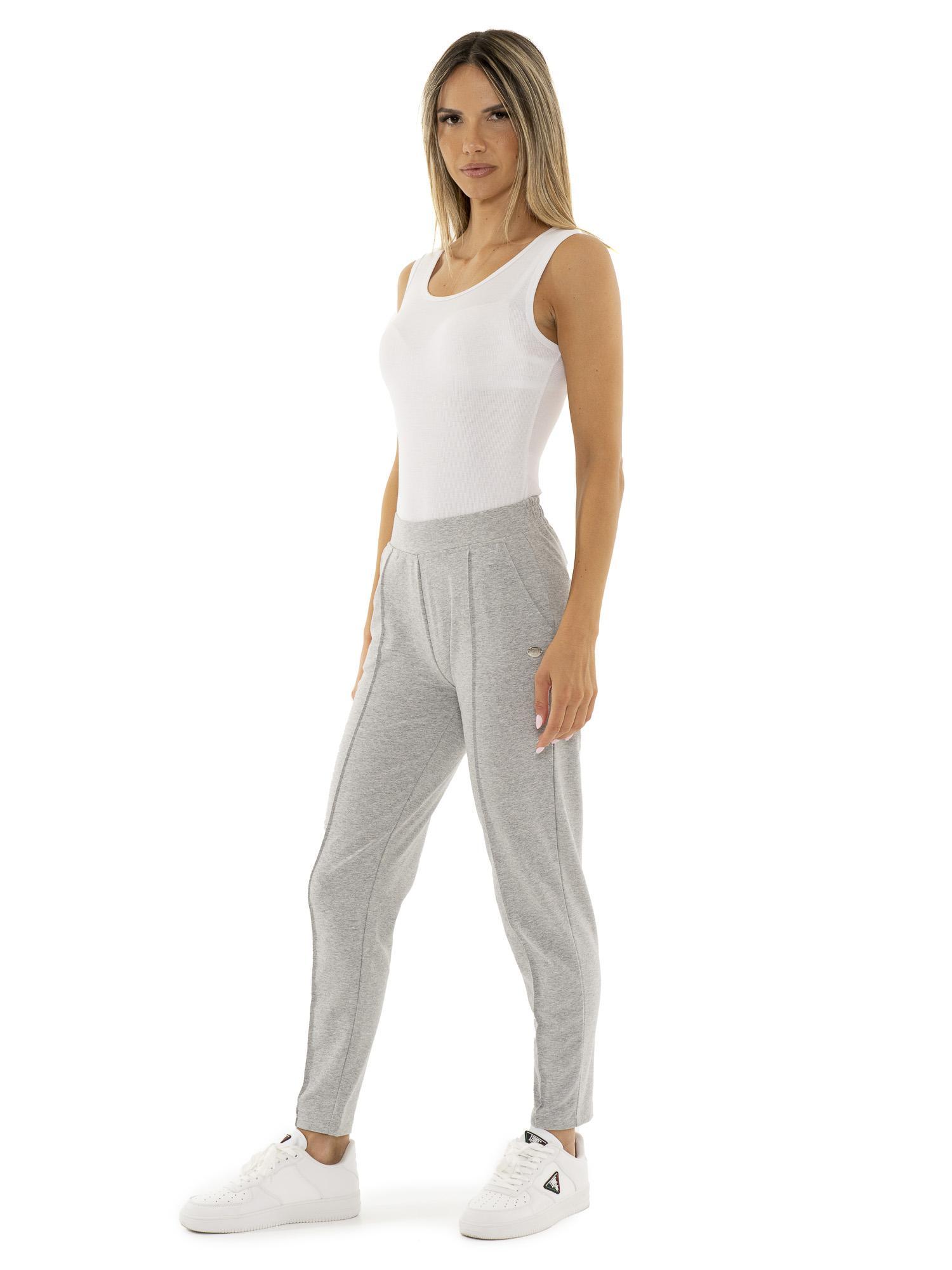 Pantaloni da donna in cotone non Felpeto con piega Leone Basic 2/7