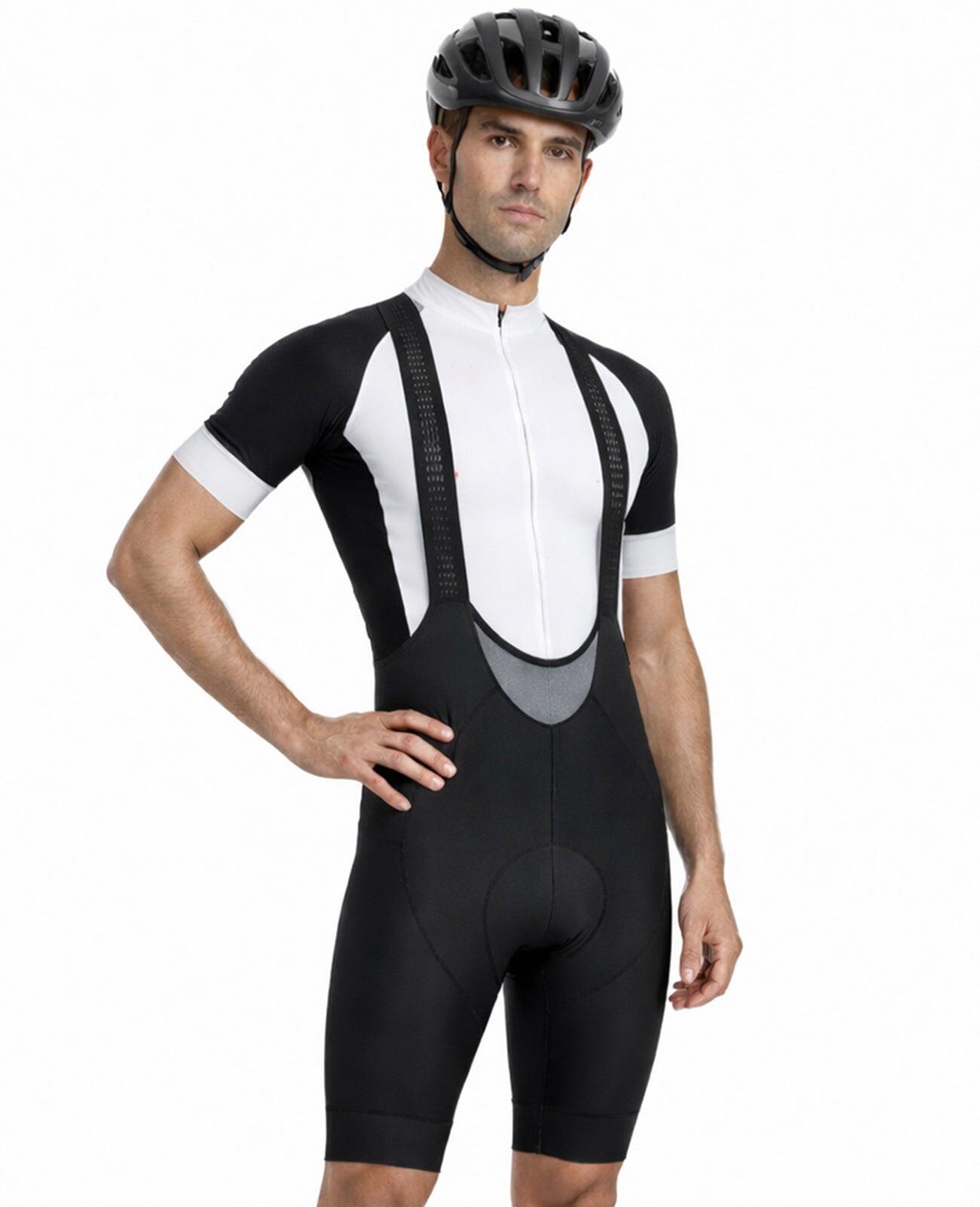 Herren Fahrradhose Kurz Radhose mit Trägern Trägerhose Pro Team Line Schwarz 1/4