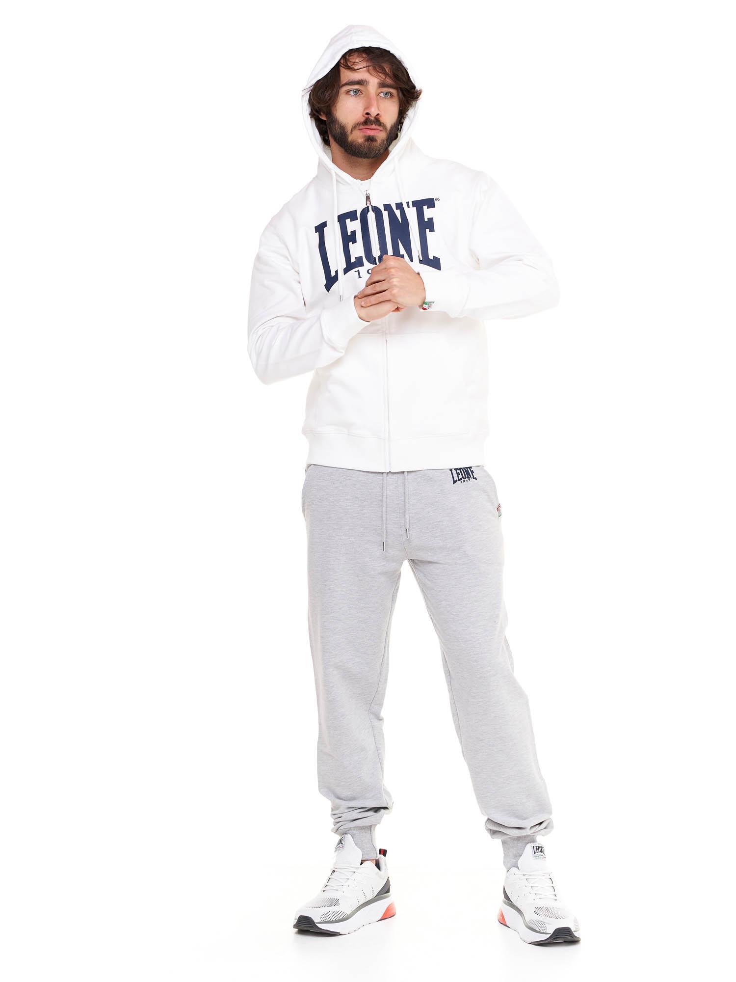 Felpa da uomo con cappuccio e zip non felpata Leone Basic 7/8