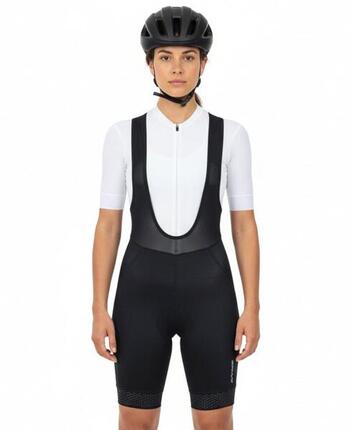 Damen Fahrradhose Kurz Radhose mit Trägern Trägerhose Pro Line Schwarz