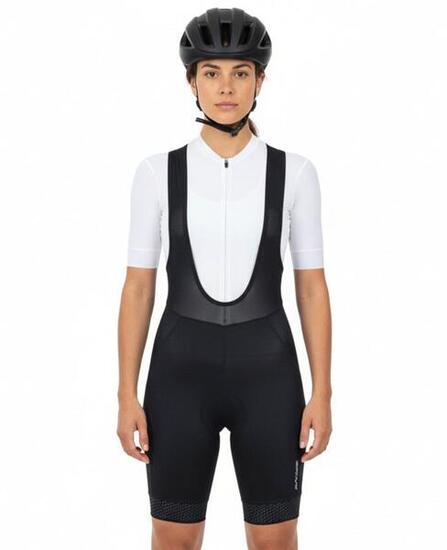 Damen Fahrradhose Kurz Radhose mit Trägern Trägerhose Pro Line Schwarz
