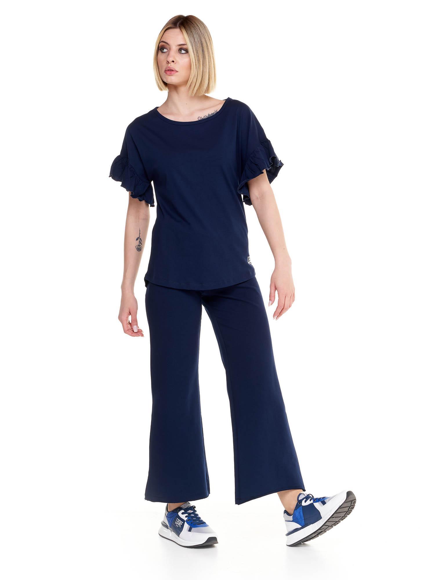 T-shirt a maniche corte con balze da donna Sparkly 3/8