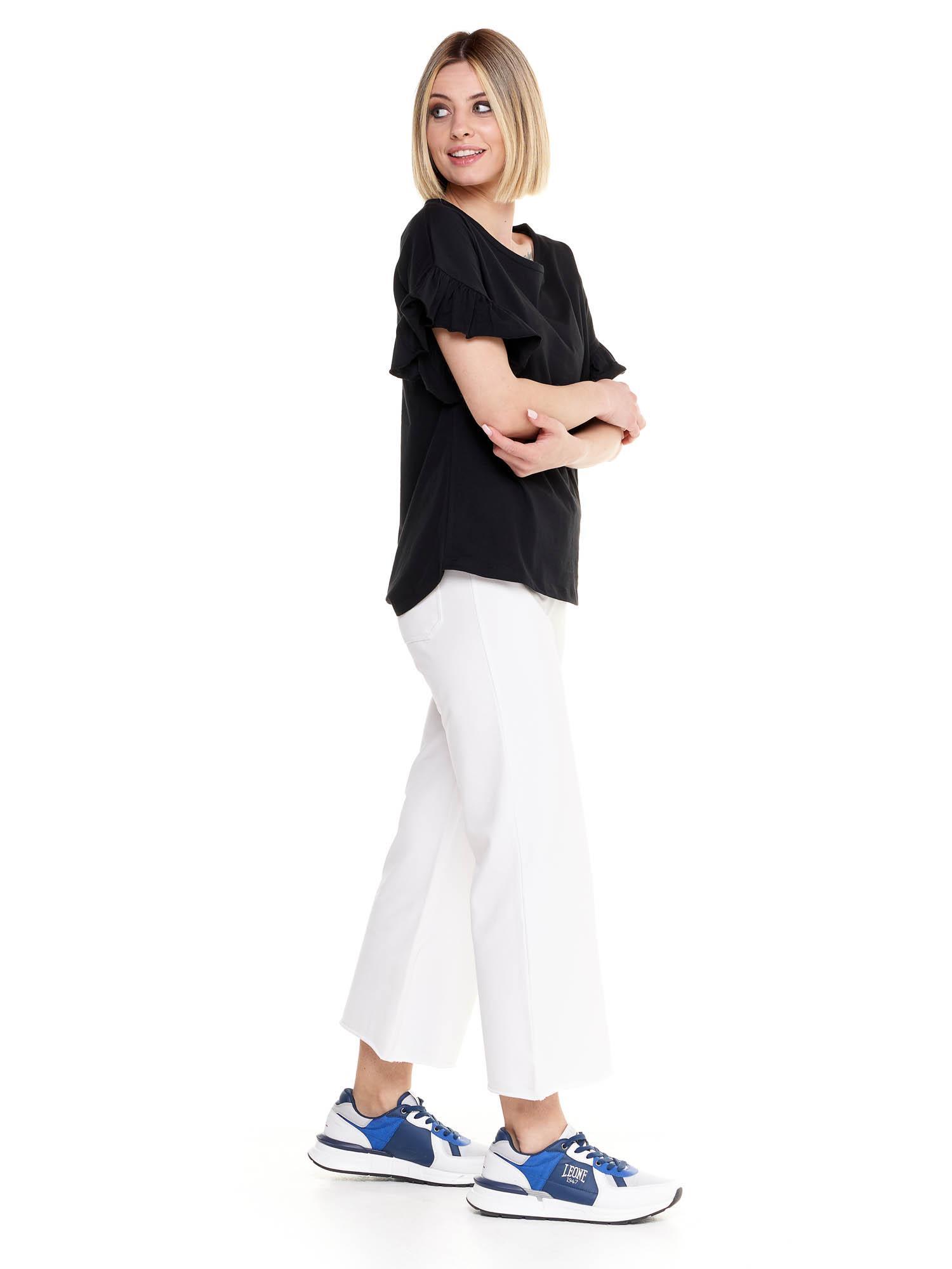 Sparkly dames-T-shirt met korte mouwen en ruches 3/8