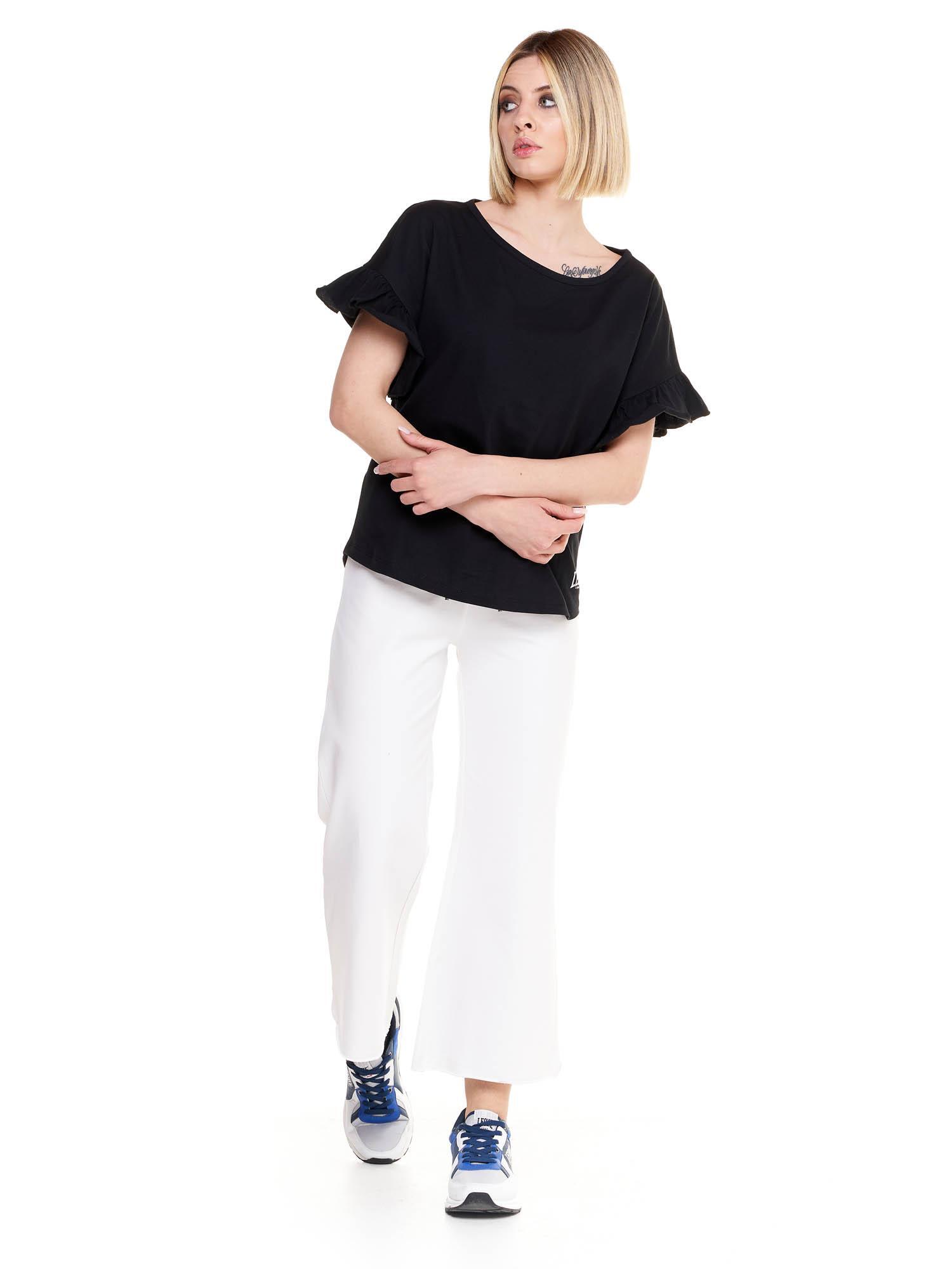 Sparkly dames-T-shirt met korte mouwen en ruches 2/8