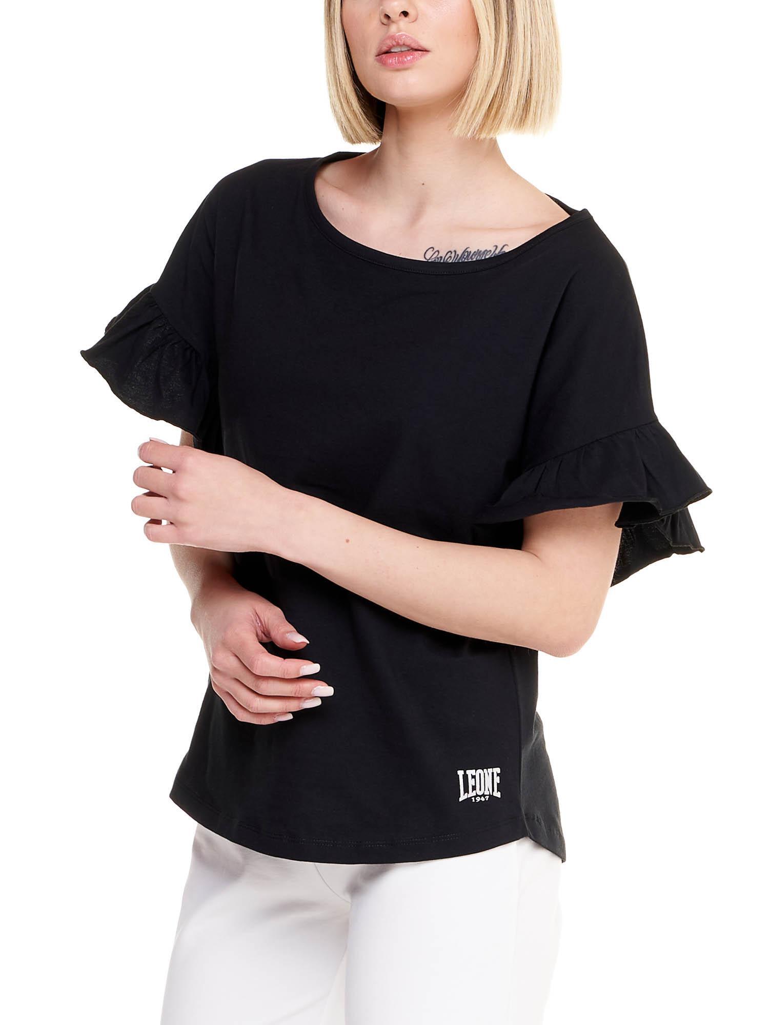Sparkly dames-T-shirt met korte mouwen en ruches 5/8
