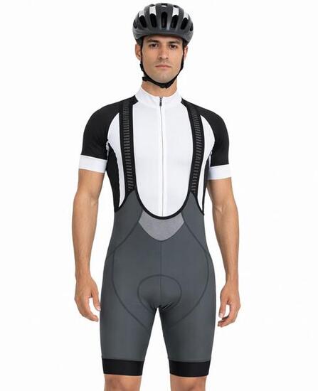 Herren Fahrradhose Kurz Radhose mit Trägern Trägerhose Pro Team Line Grau