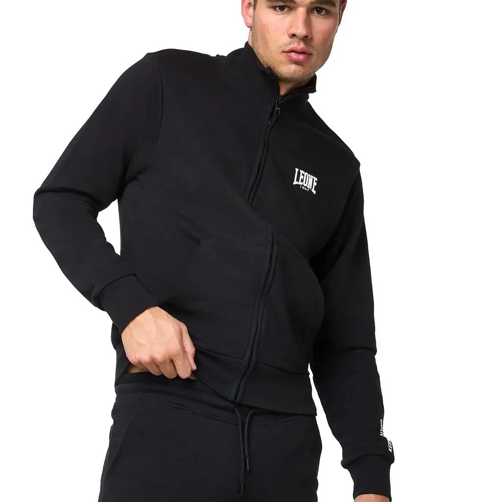 Leone Basic Men's Tracksuit with Zip-Up Collared Sweatshirts and Non-Sweatpants